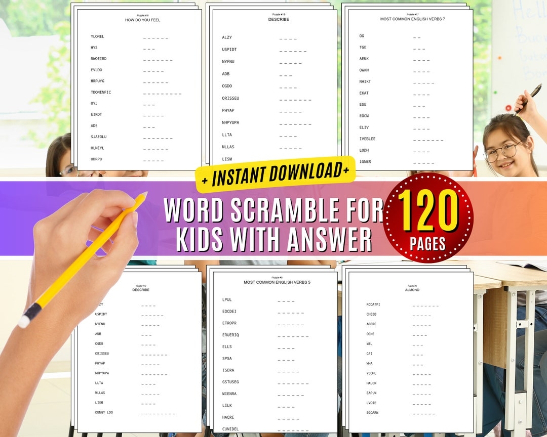 Word Scramble Game For Kids Letter Anagram Puzzles printable PDF Etsy Word Scramble Game For Kids Letter Anagram Puzzles printable PDF Etsy