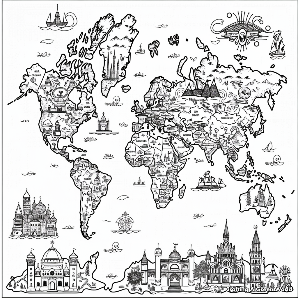 World Map Printable Coloring Page World Map Printable Coloring Page