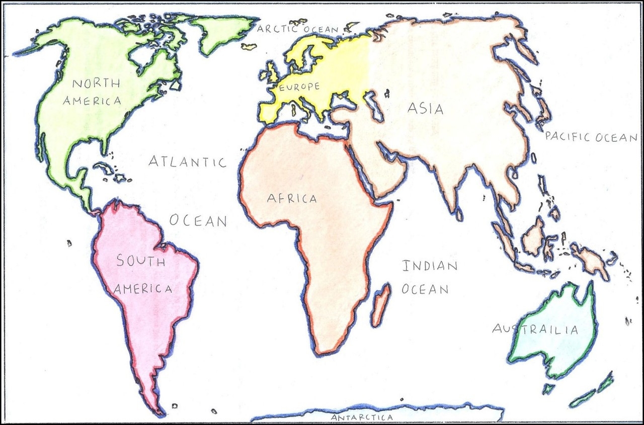 World Map Continents And Oceans Worksheets Library