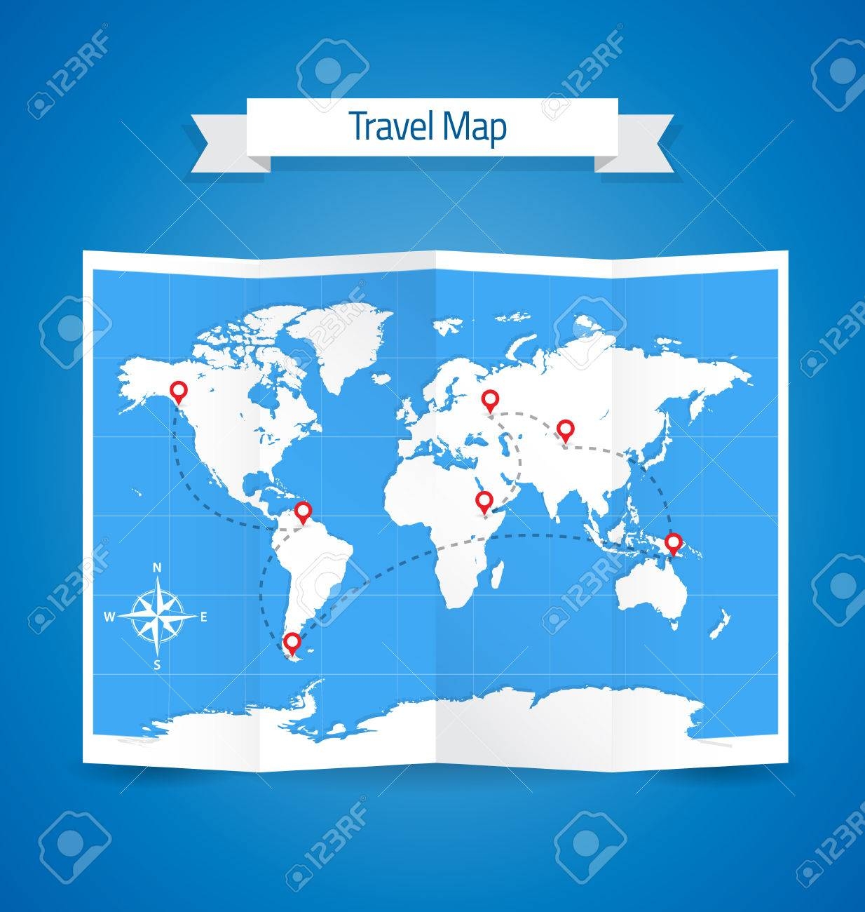 World Travel Map Paper Template Royalty Free SVG Cliparts Vectors And Stock Illustration Image 60624902 