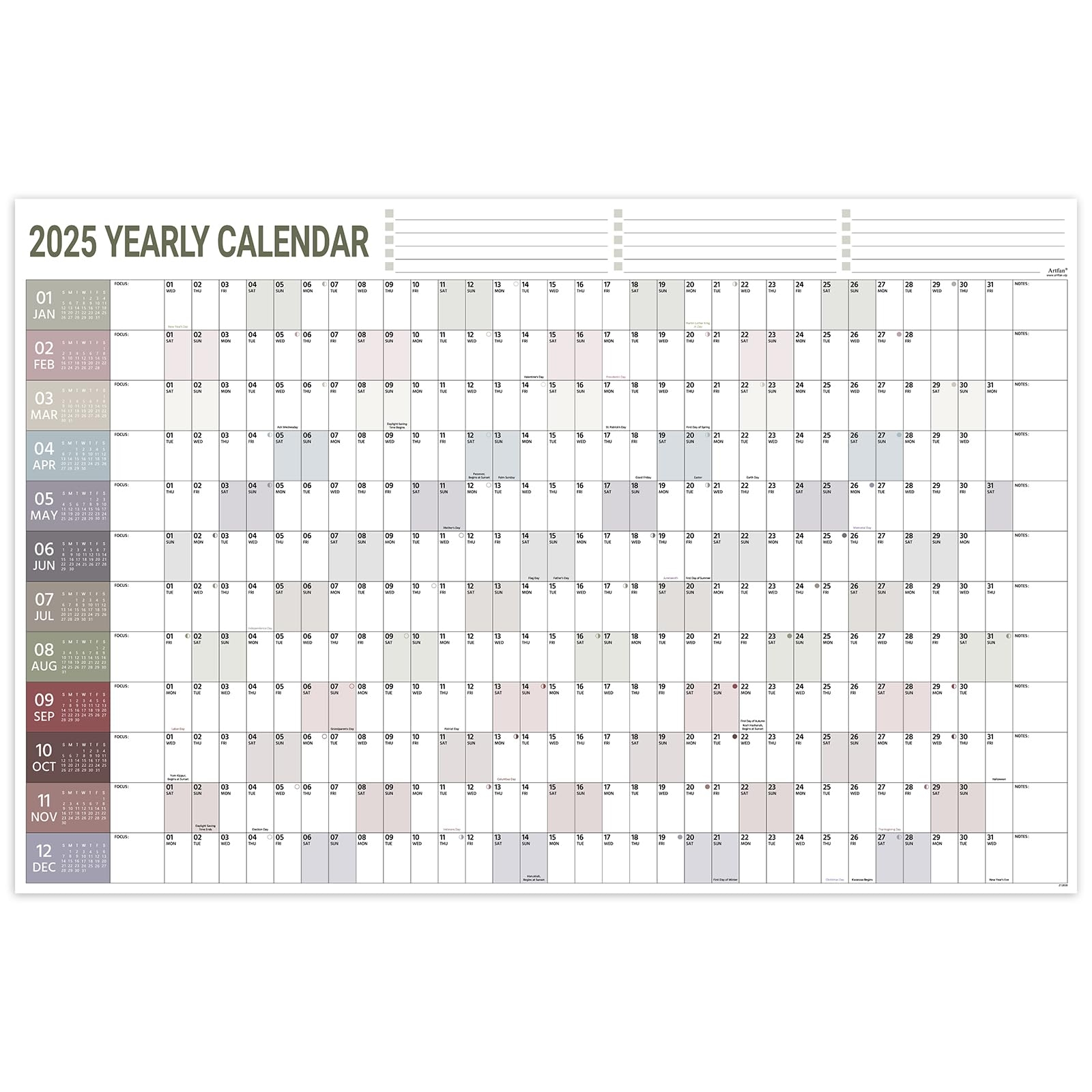 Year Wall Calendar 2025 Wall Calendar 2025 Jan 2025 Dec 2025 Year Wall Calendar 2025 With Julian Dates Thick Paper Round Sticks DZMLDZMKX Amazon de Stationery U0026 Office Supplies