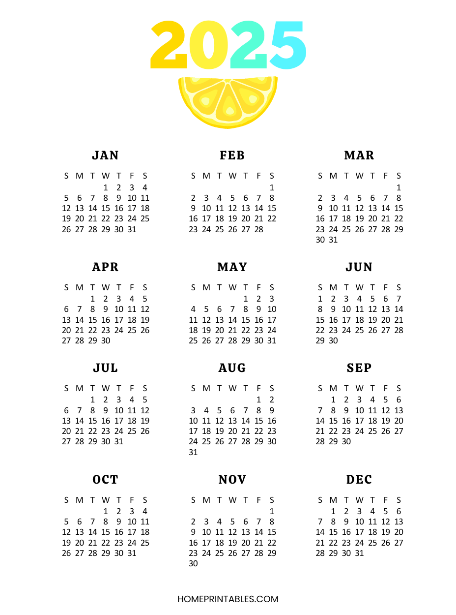 12 Month Printable Calendar