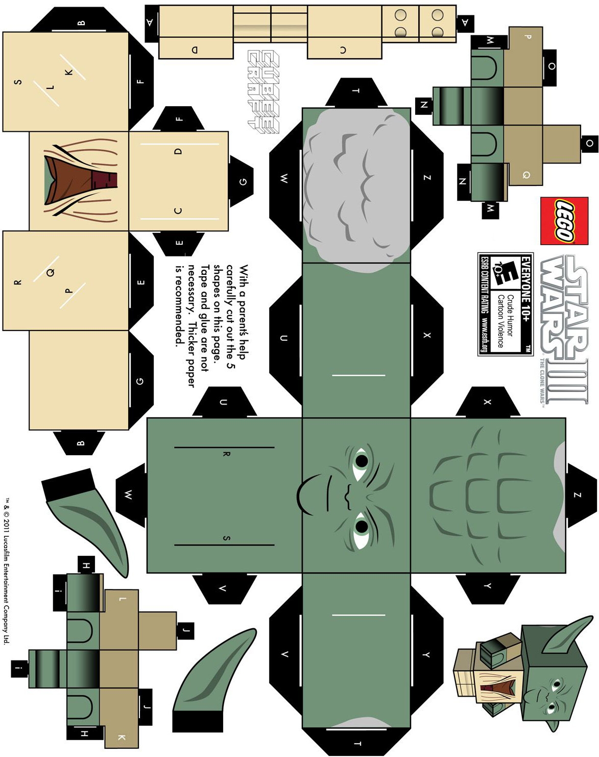 Yoda Paper Model Free Printable Paper Template