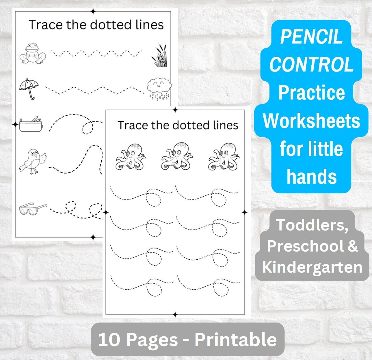 10 Pencil Control Worksheets For Kids Fun Practice Worksheets For Children Writing Practice To Develop Fine Motor Skills instant Download Etsy