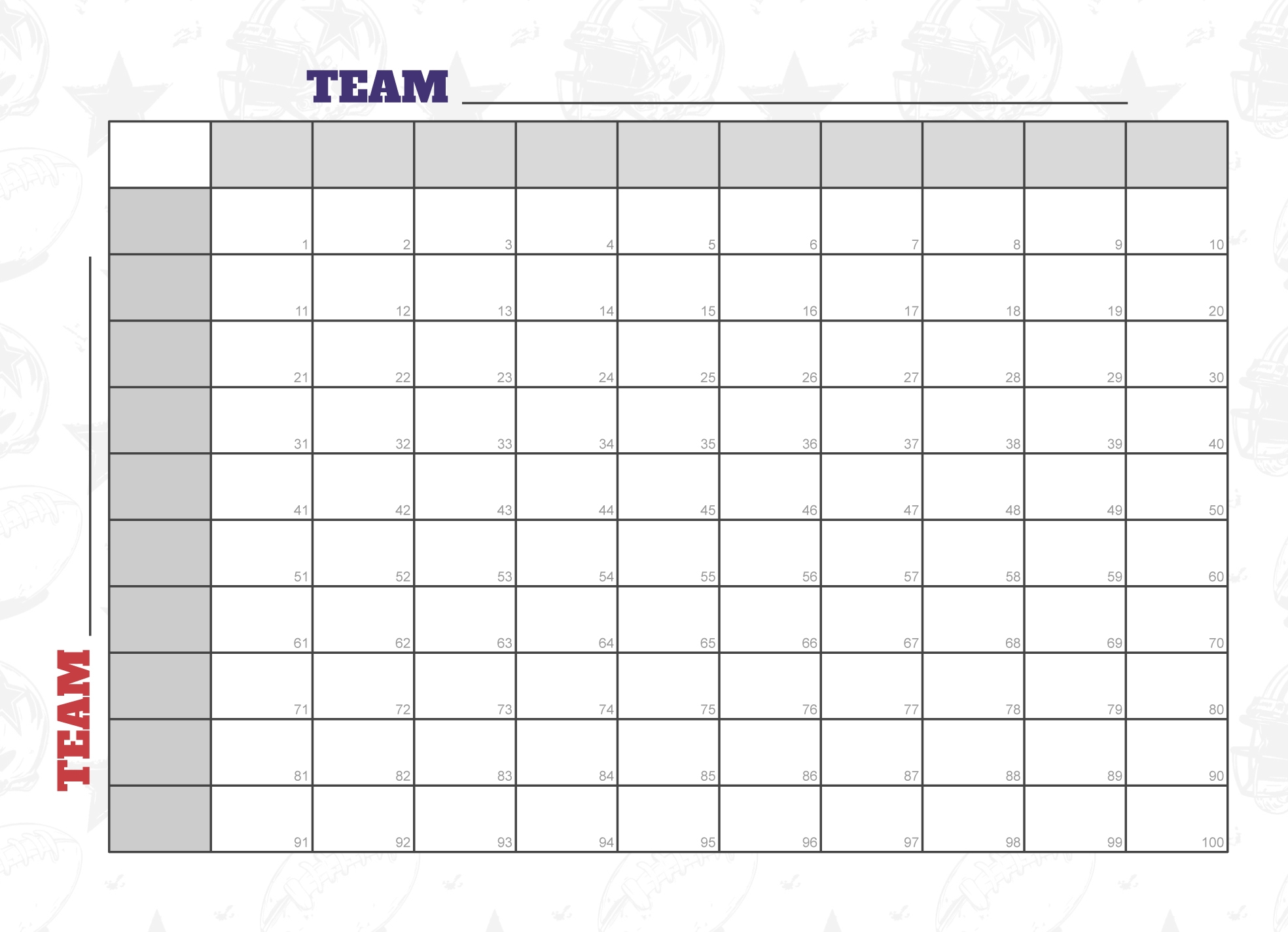 100 Square Grid For The Big Game Free Google Docs Template Gdoc io