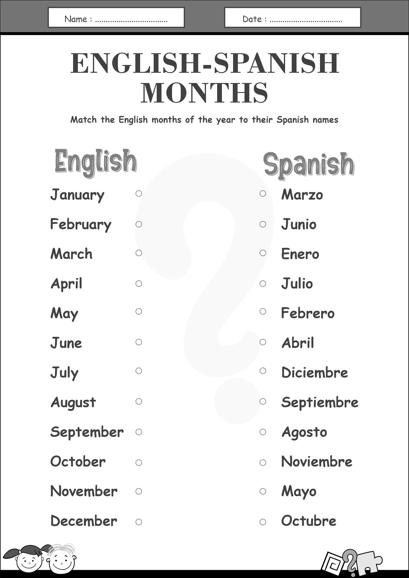 11 Free Printable Spanish Worksheets Months Free PDF At Worksheeto