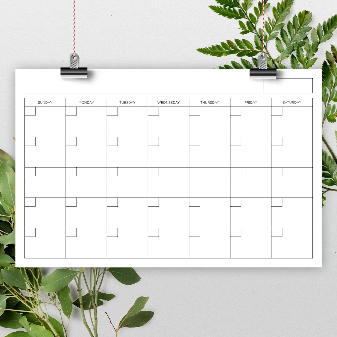 11x17 Inch Blank Calendar 11 X 17 Printable Calendar Calendar Template Reusable Calendar Perpetual Calendar Calendar PDF Etsy