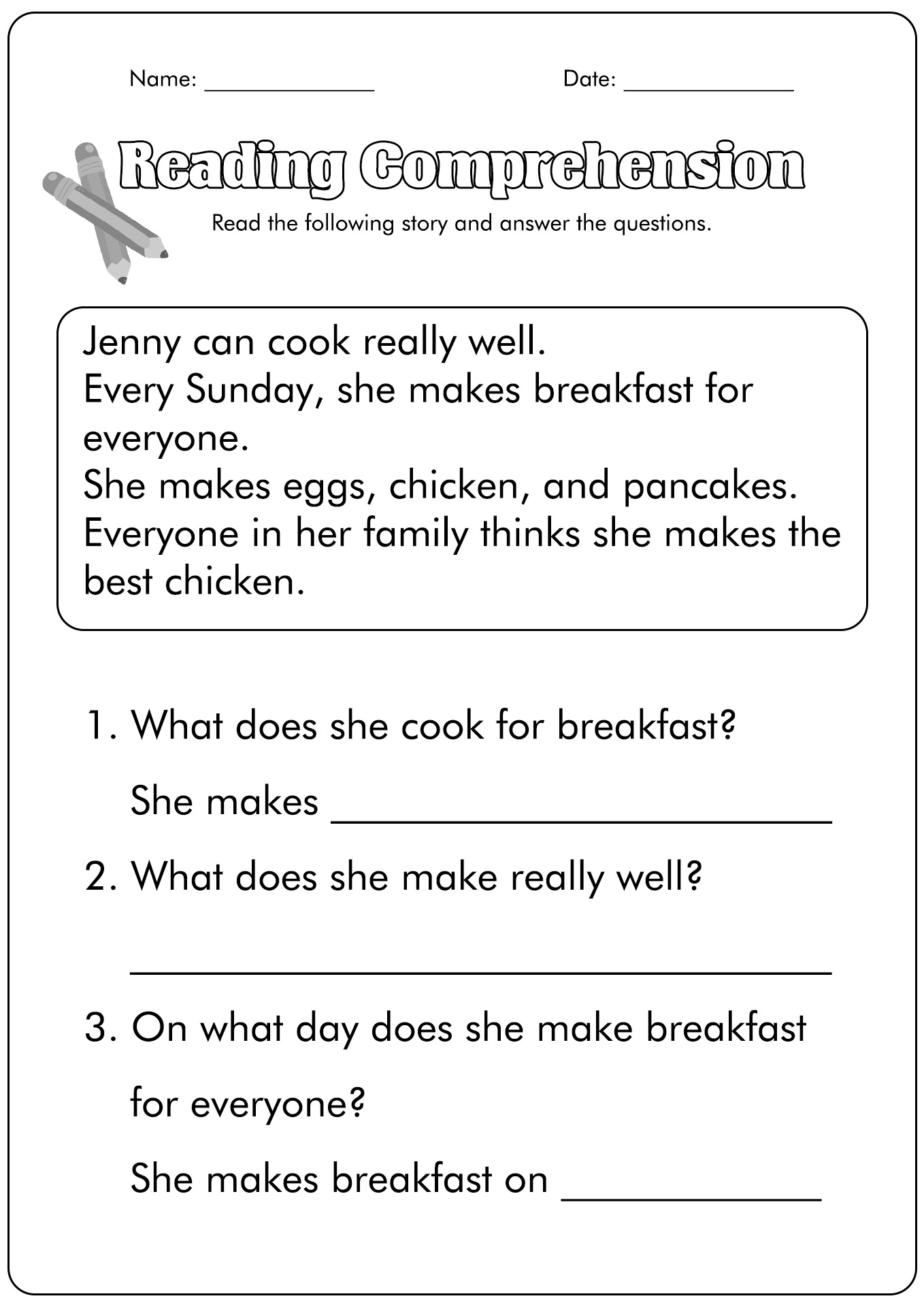 Free Printable Reading Comprehension Sheets