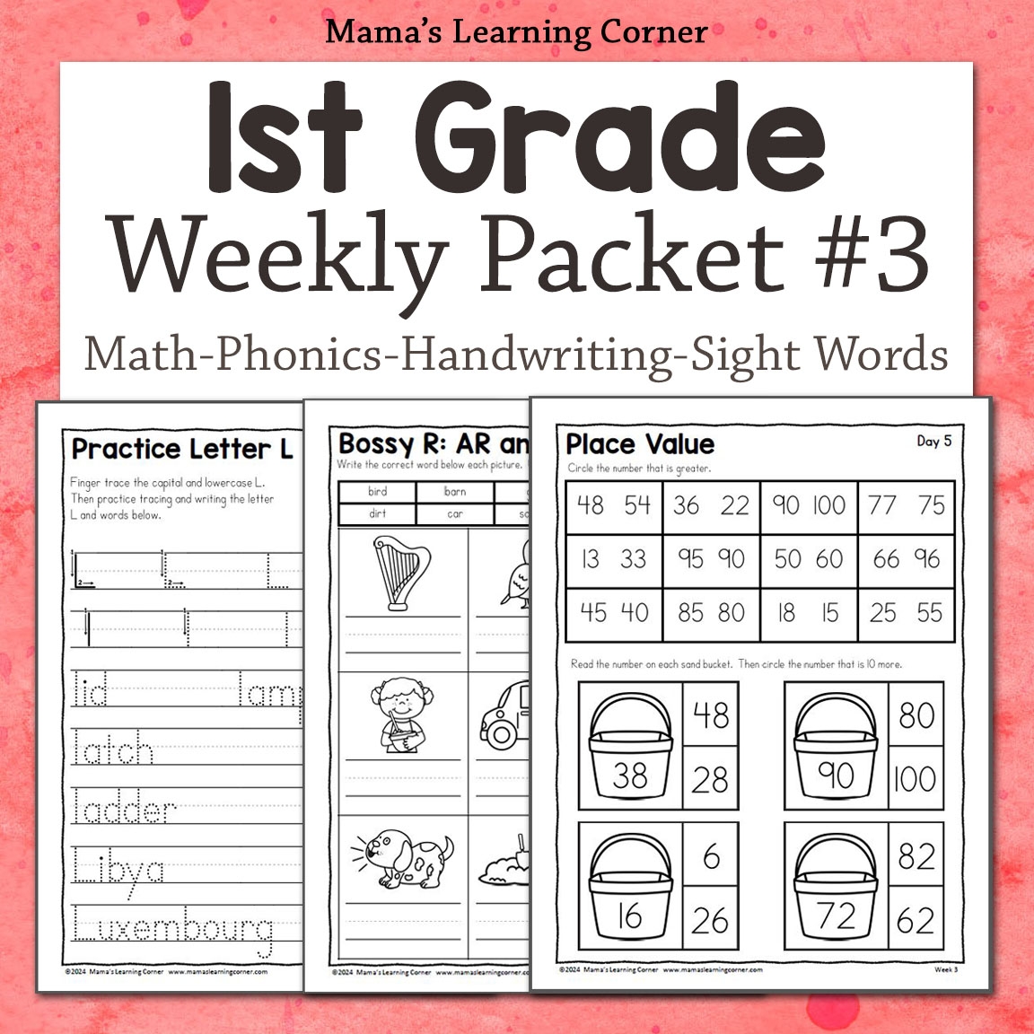 1st Grade Weekly Worksheet Packet 3 Mamas Learning Corner