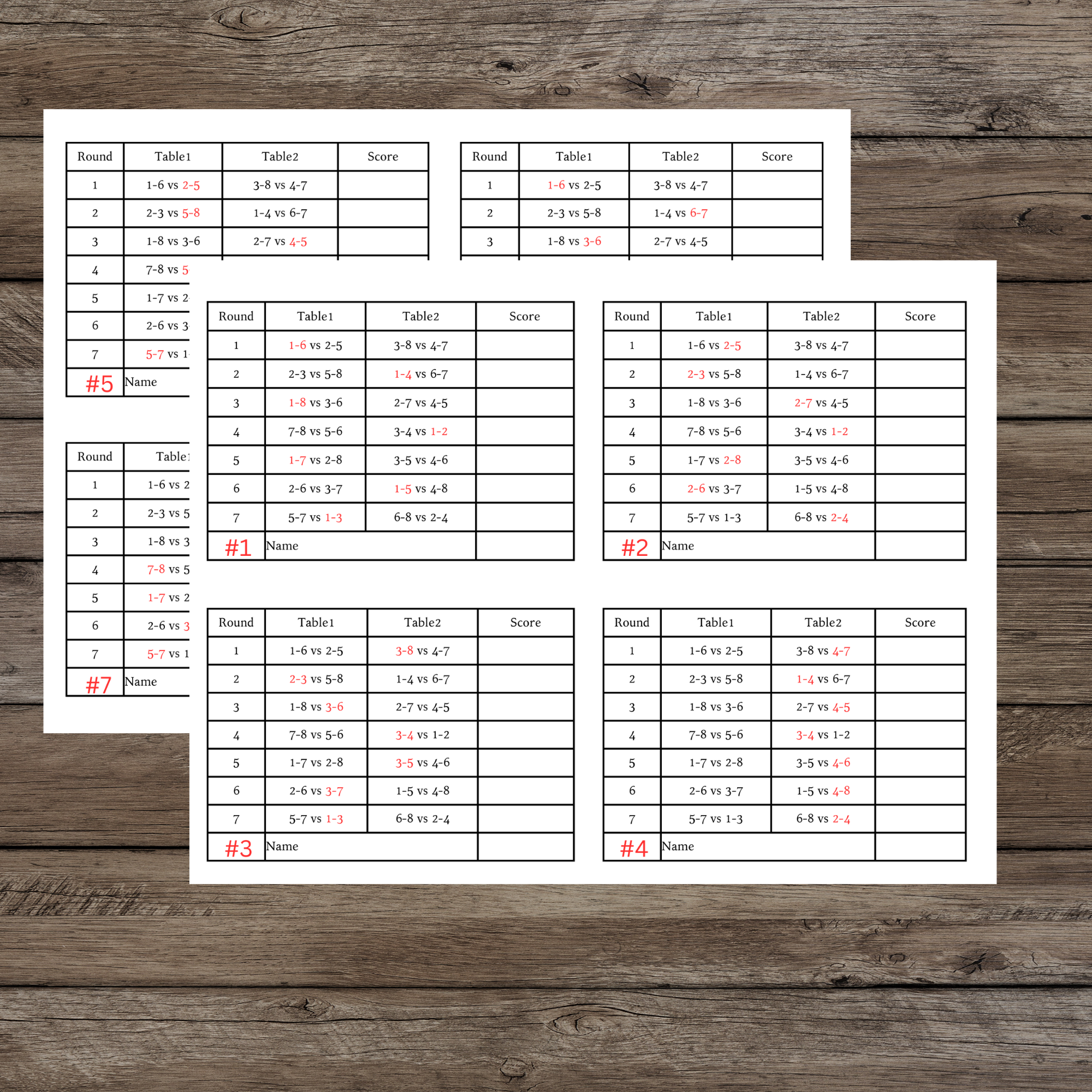 2 Tables Progressive Bridge Tally 8 Person INSTANT DOWNLOAD 