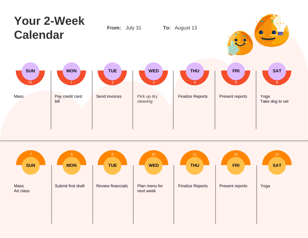 2 Week Calendar Template Venngage