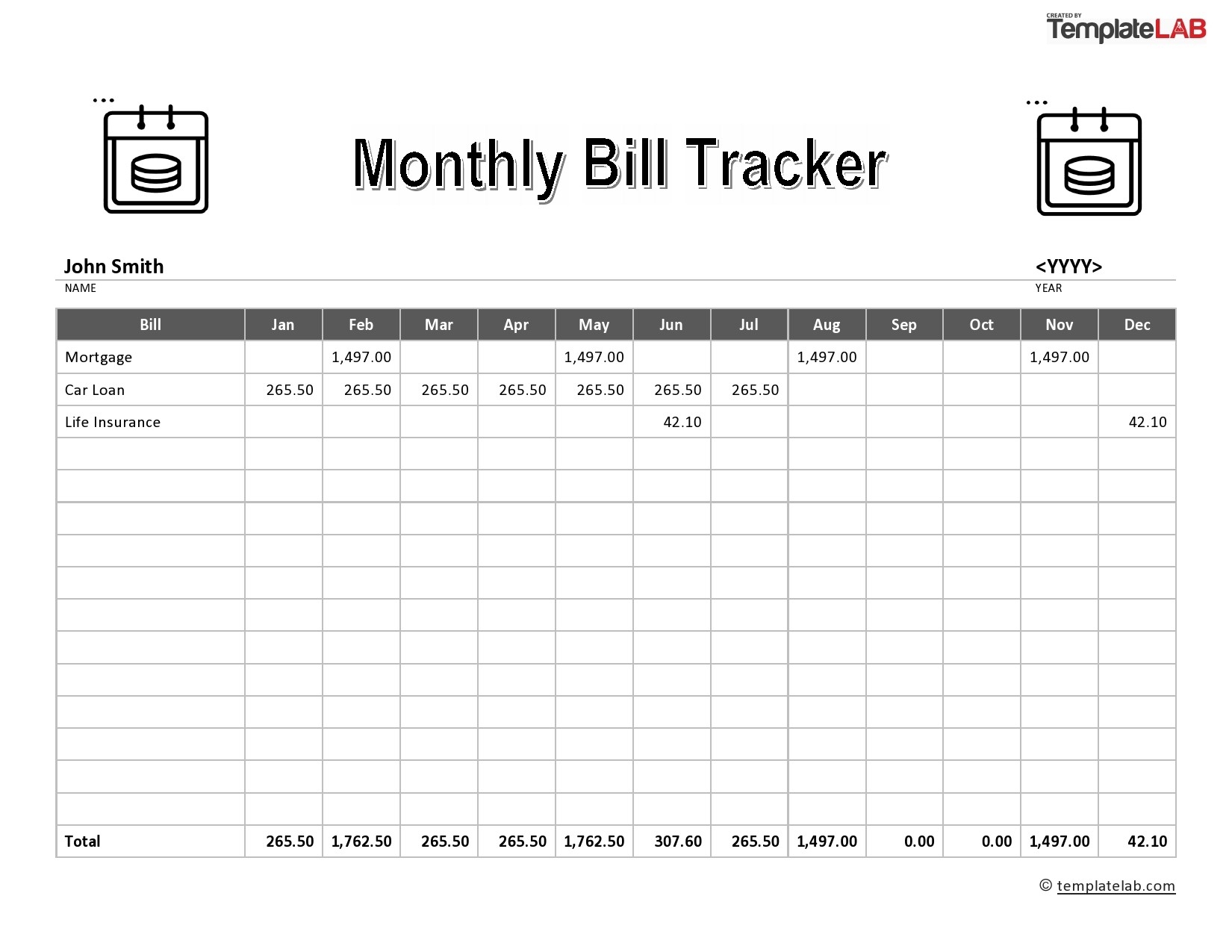 20 Free Bill Pay Checklists Bill Calendars PDF Word Excel