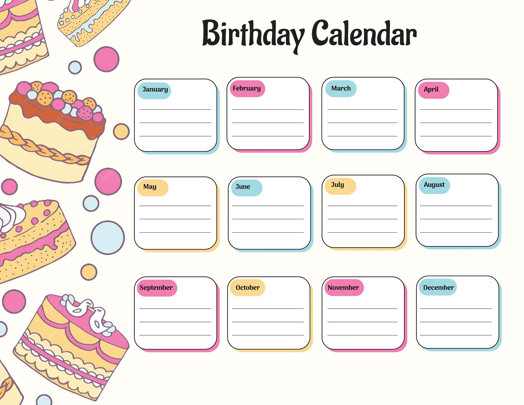 Printable Birthday Calendar Design Printable Birthday Calendar Design