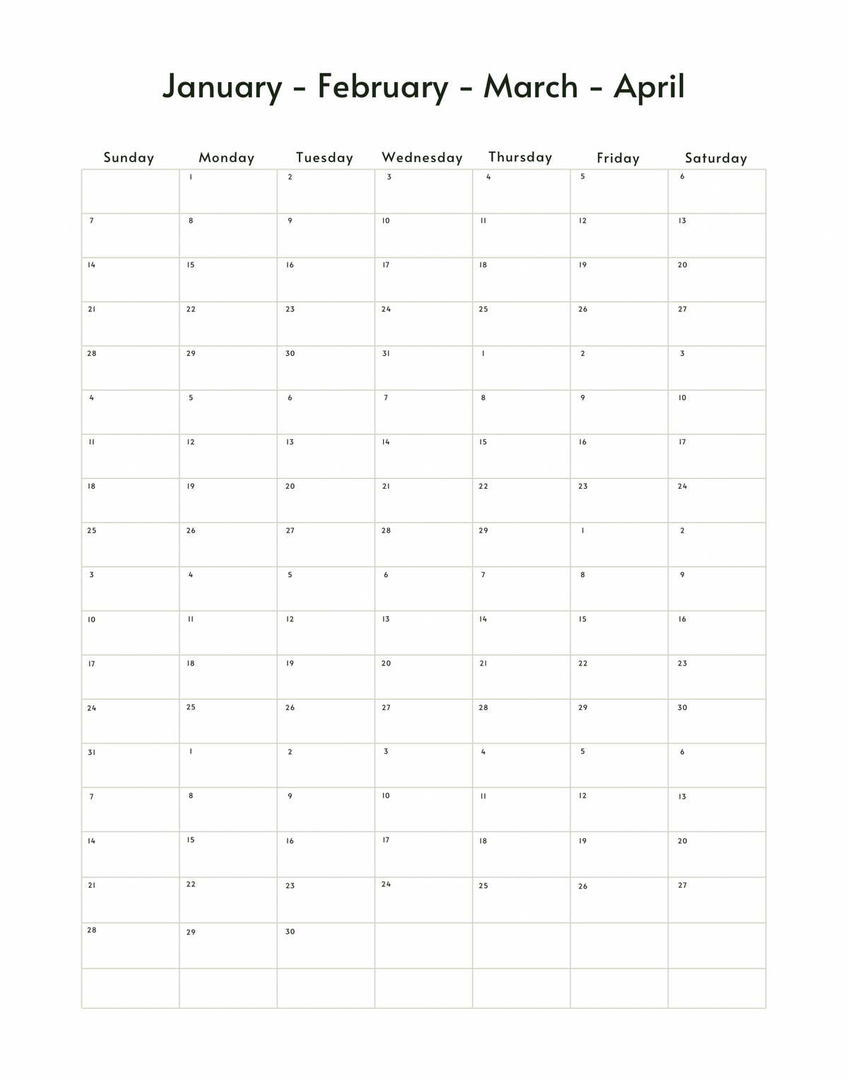 Printable Calendar Jan Printable Calendar Jan