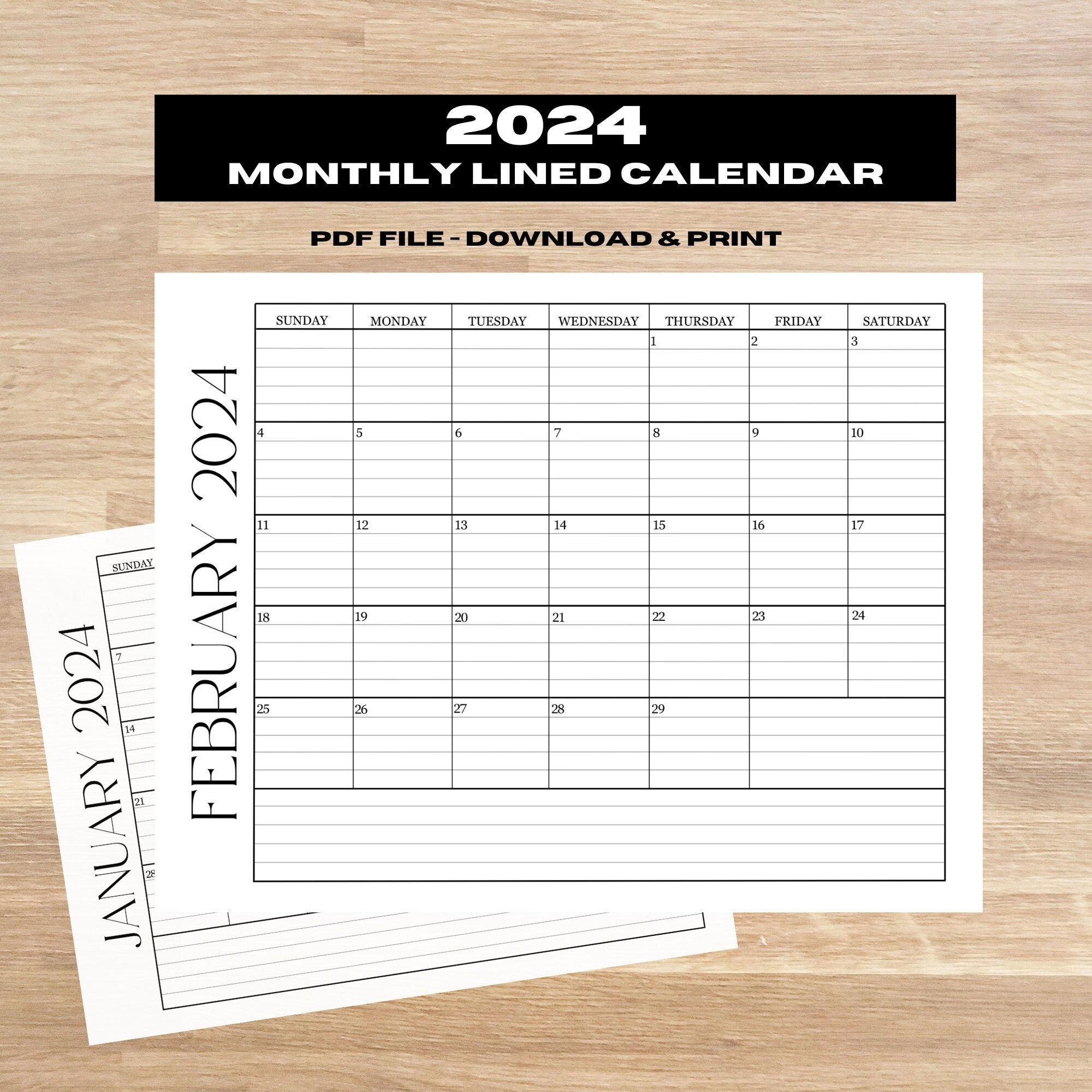 2024 Printable Calendar 2024 Calendar Printable Lined Monthly Calendar 2024 Monthly Planner Etsy 2024 Printable Calendar 2024 Calendar Printable Lined Monthly Calendar 2024 Monthly Planner Etsy