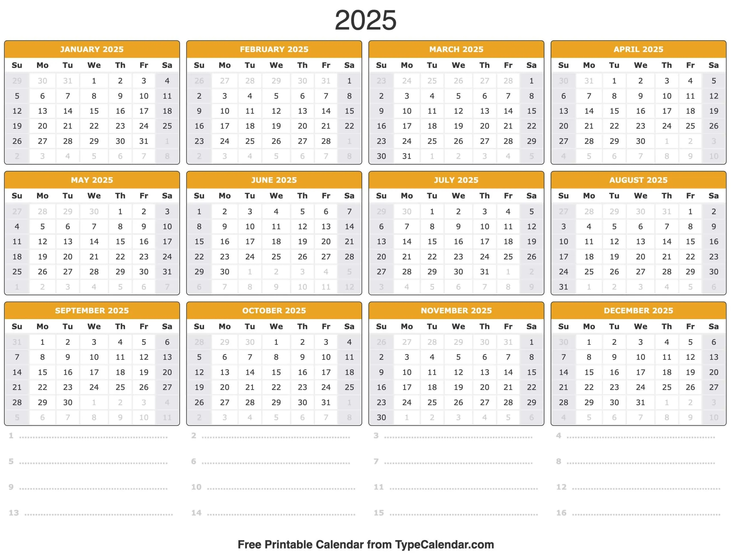 2025 Calendar Printable Calendar 2025 With Holidays