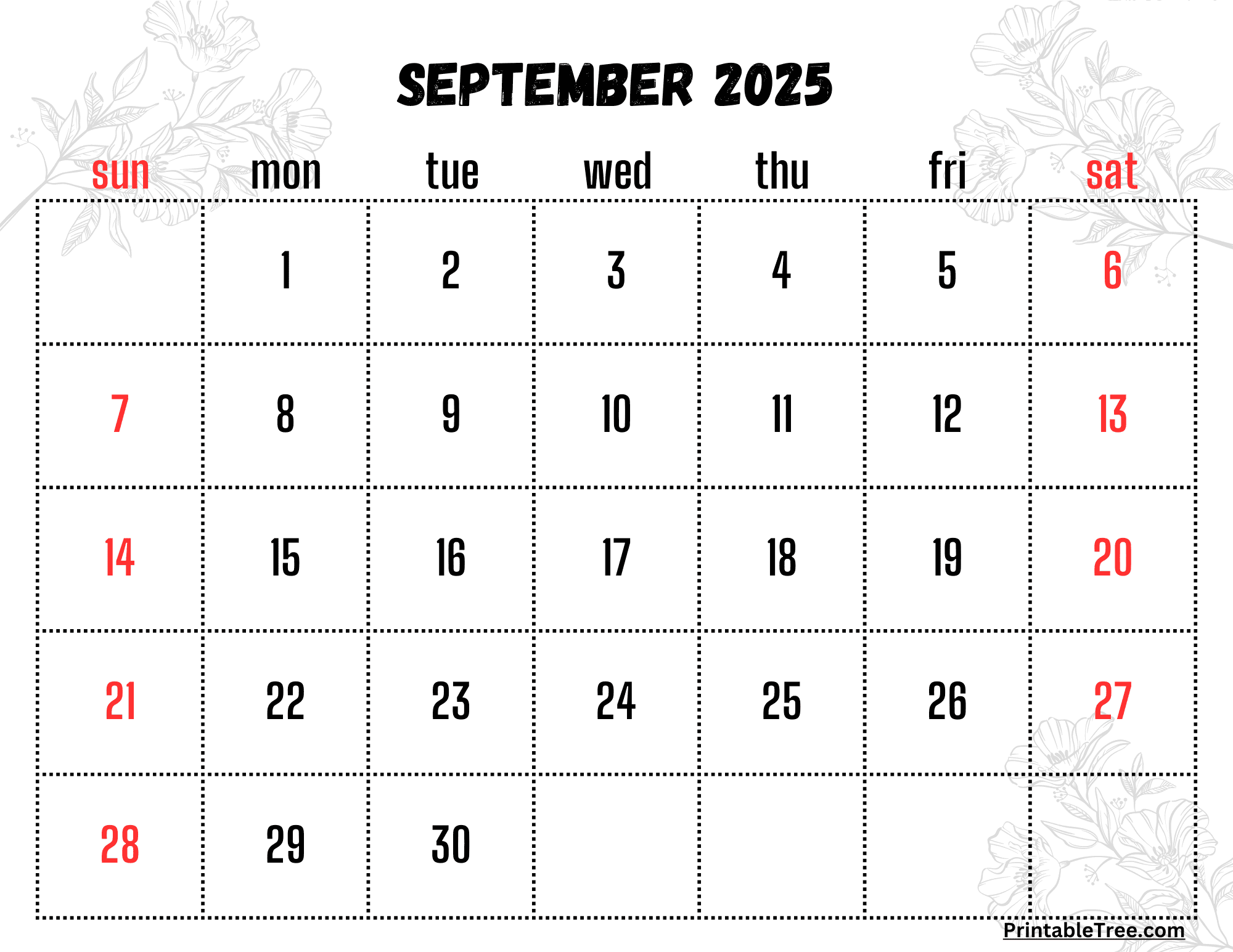 Free Printable September 2025 Calendar