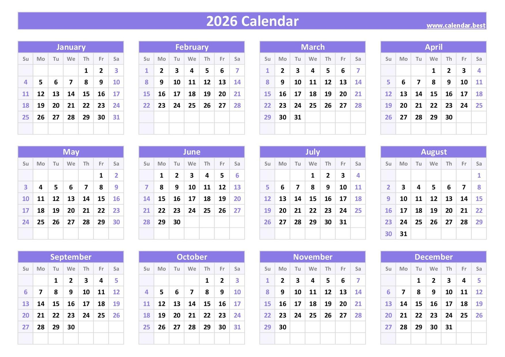 2026 Calendar With Week Numbers