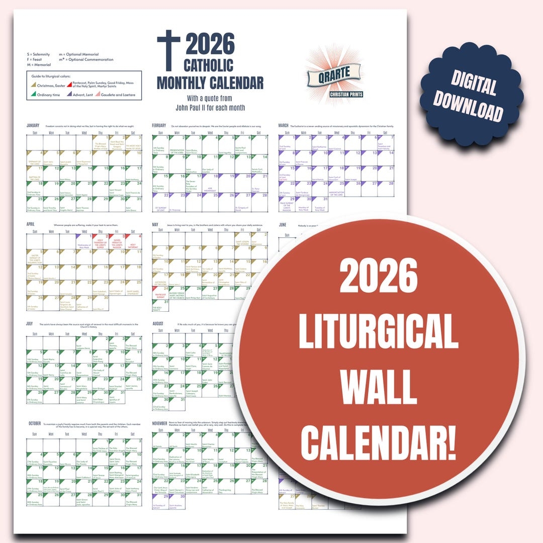 2026 Color coded Liturgical Calendar Instant Download Catholic Planner Etsy Sweden
