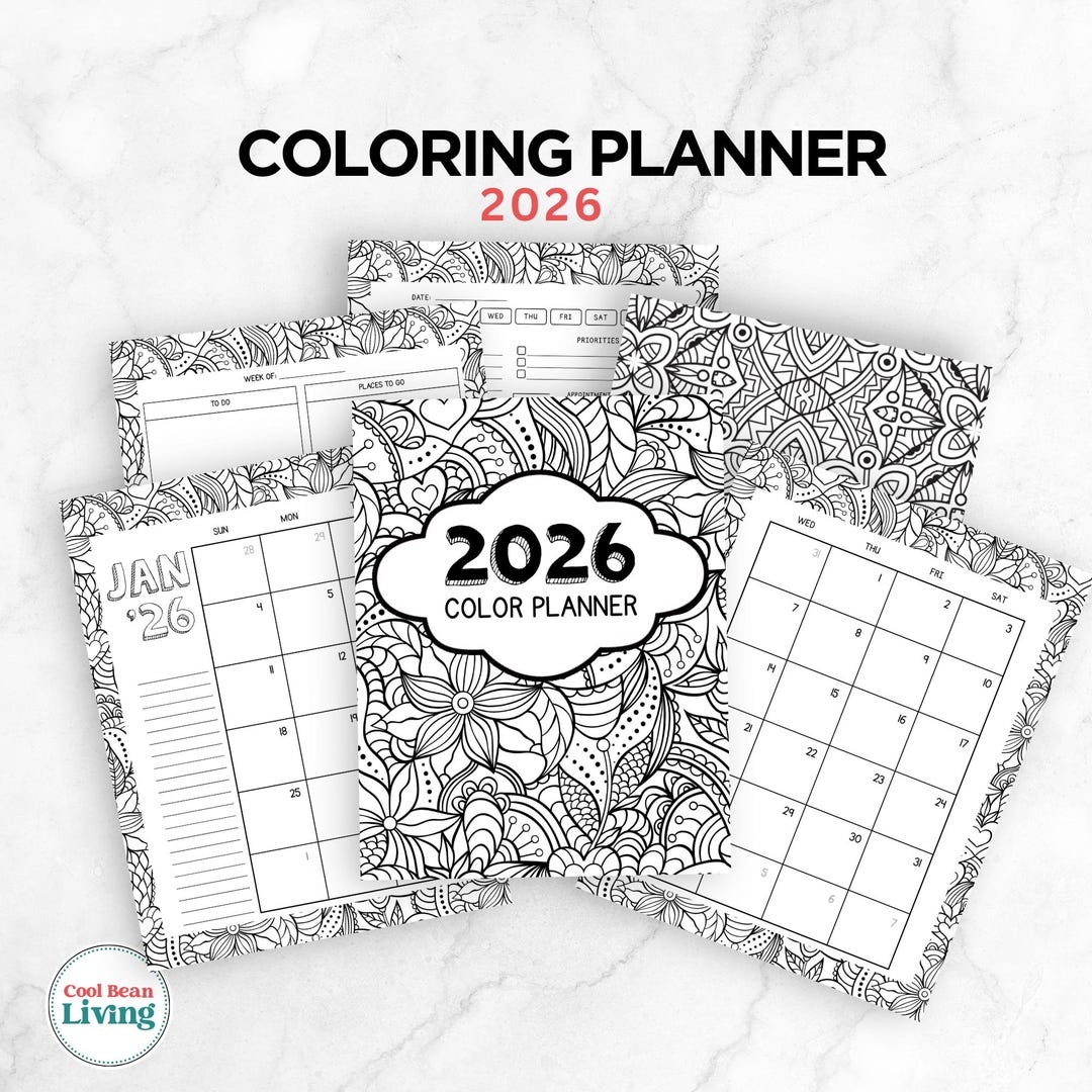 2026 Coloring Planner Mandala Designs Daily Priorities PDF Download Etsy