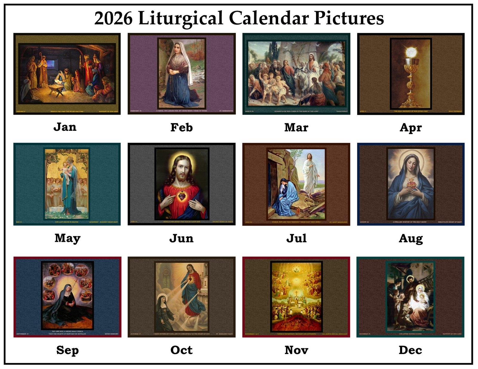 Catholic Liturgical Calendar 2026 Printable