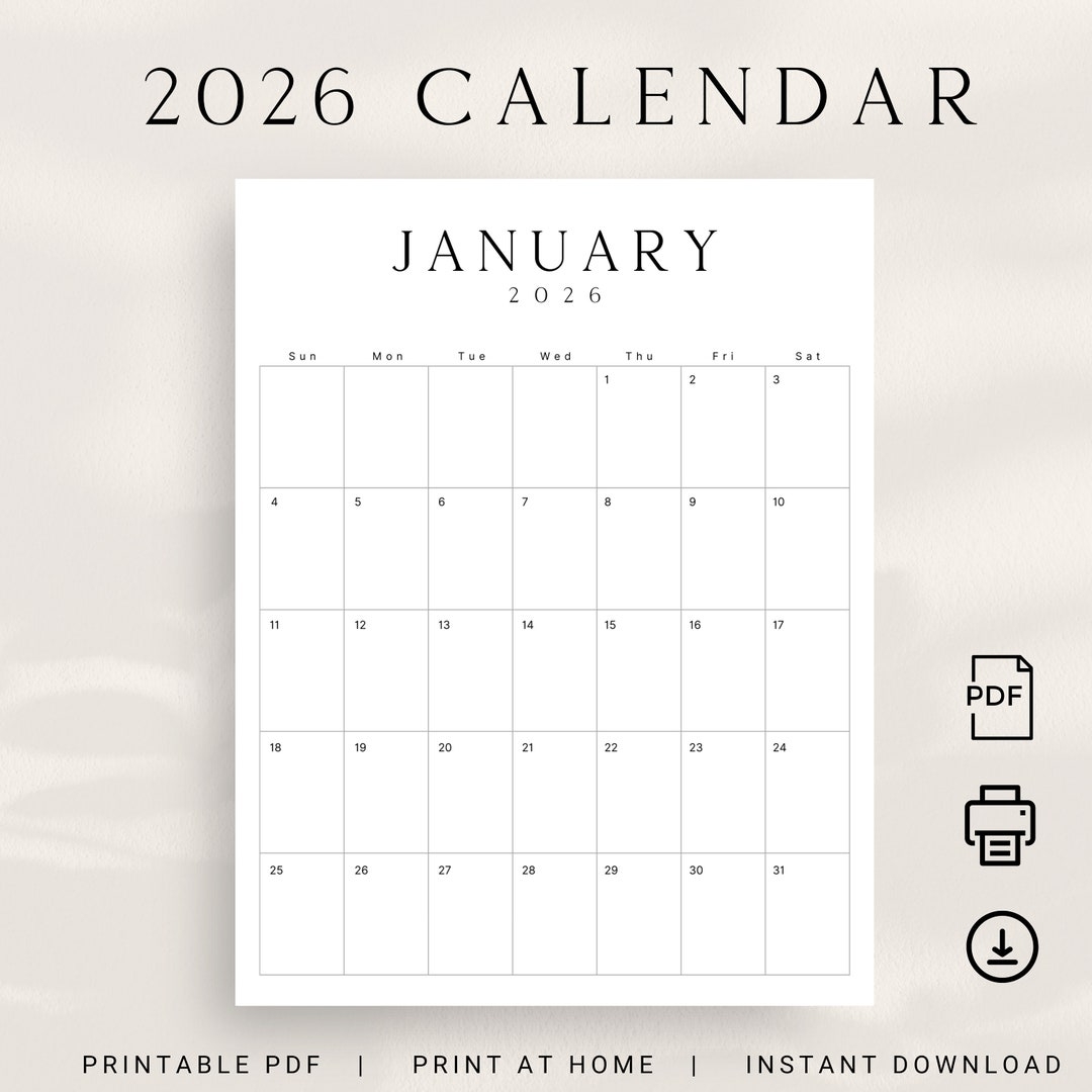 Free Printable Portrait Calendar 2026
