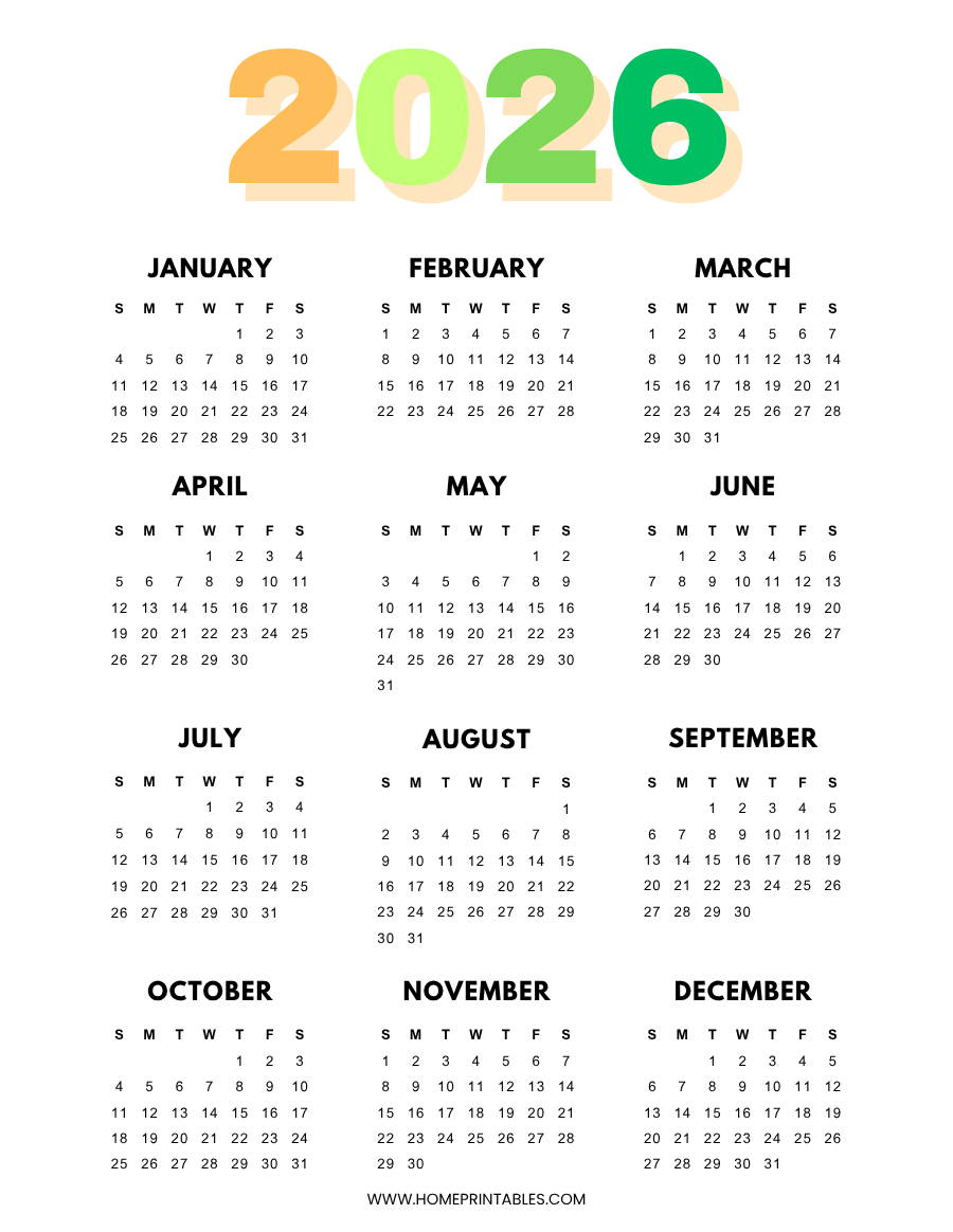 2026 Yearly Calendar Templates 30 Best Free Printables