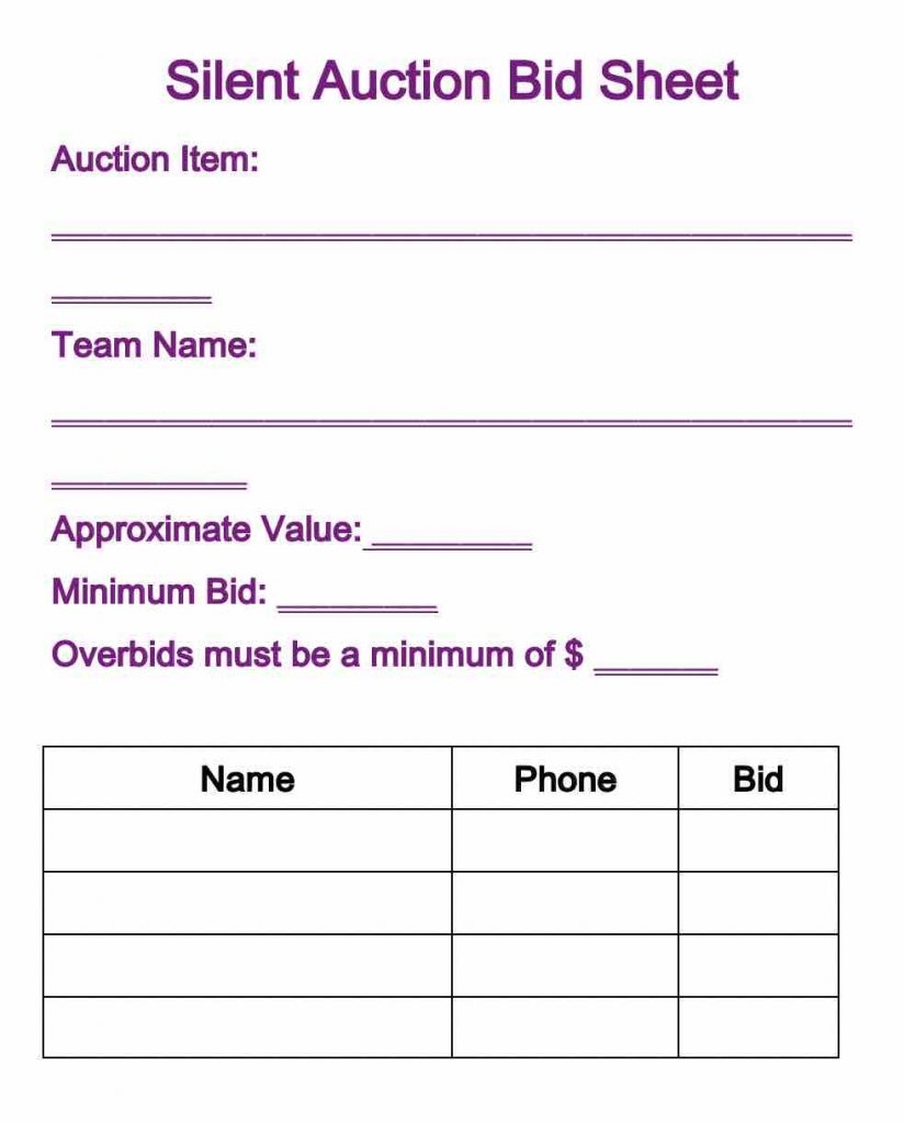 Free Printable Silent Auction Display Templates