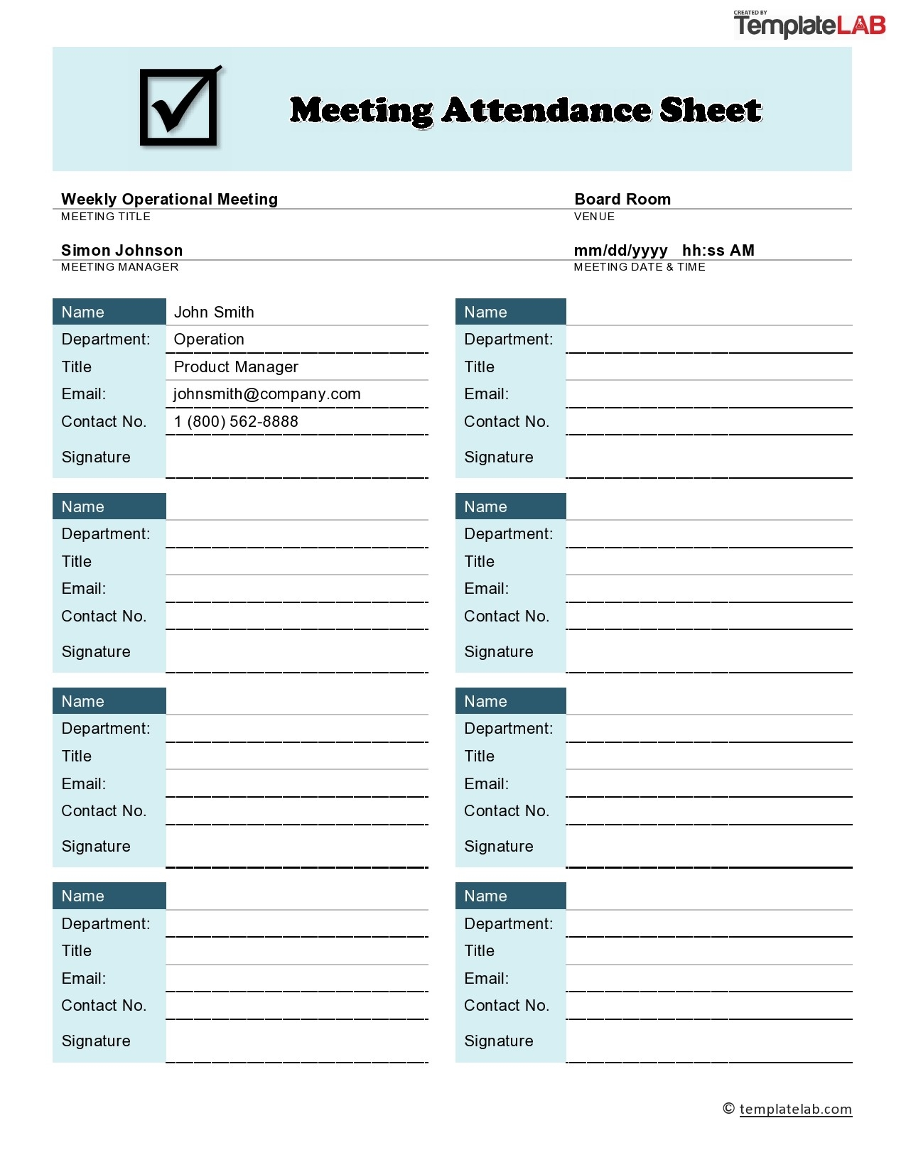 Printable Attendance Sheets Printable Attendance Sheets