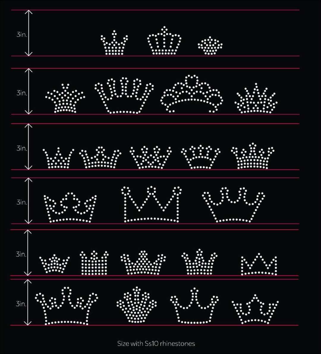 24 Small Crowns Rhinestone Templates Digital Download Svg Eps Png Dxf Etsy