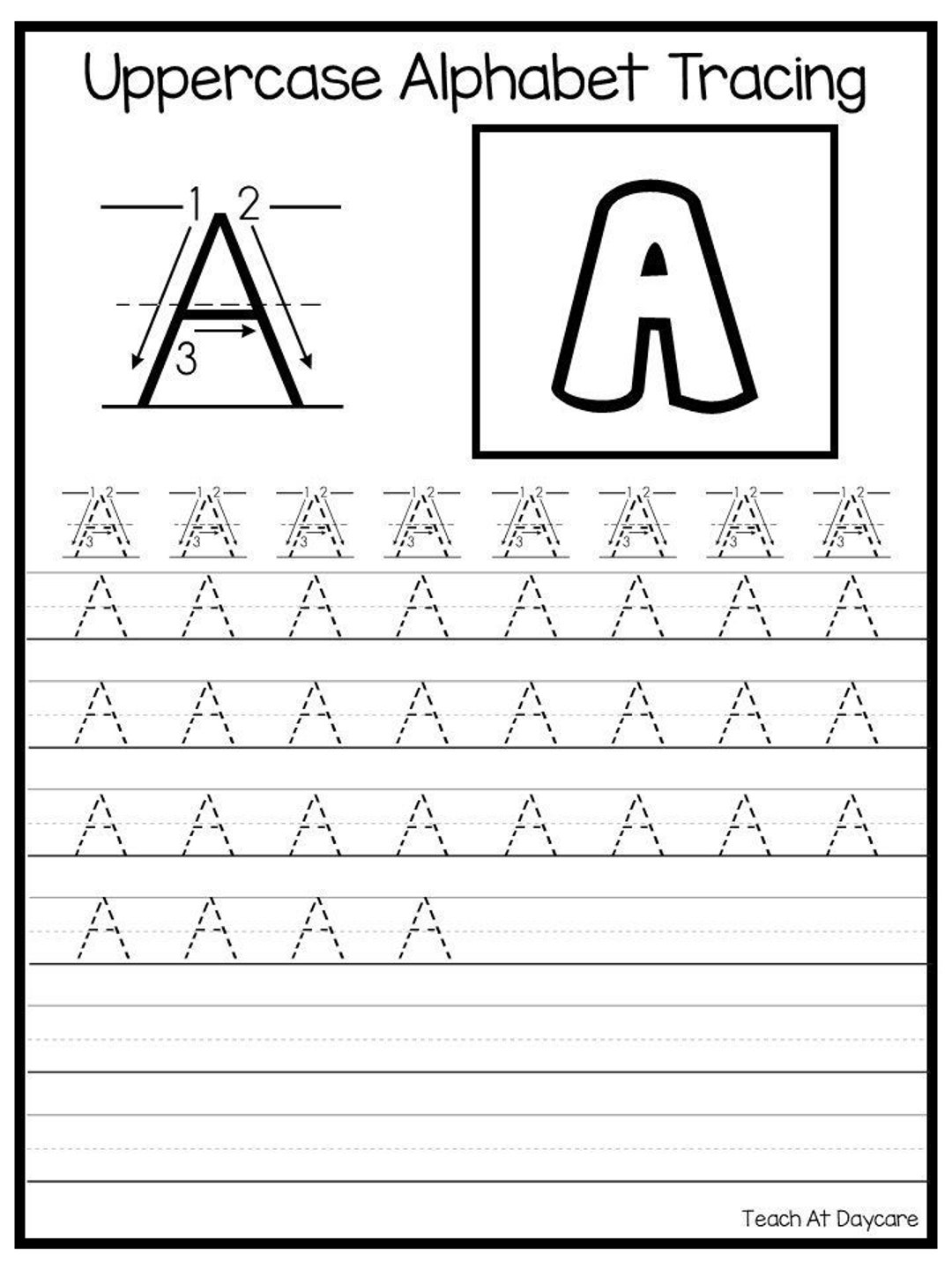26 Printable Uppercase Alphabet Tracing Worksheets Preschool 26 Printable Uppercase Alphabet Tracing Worksheets Preschool