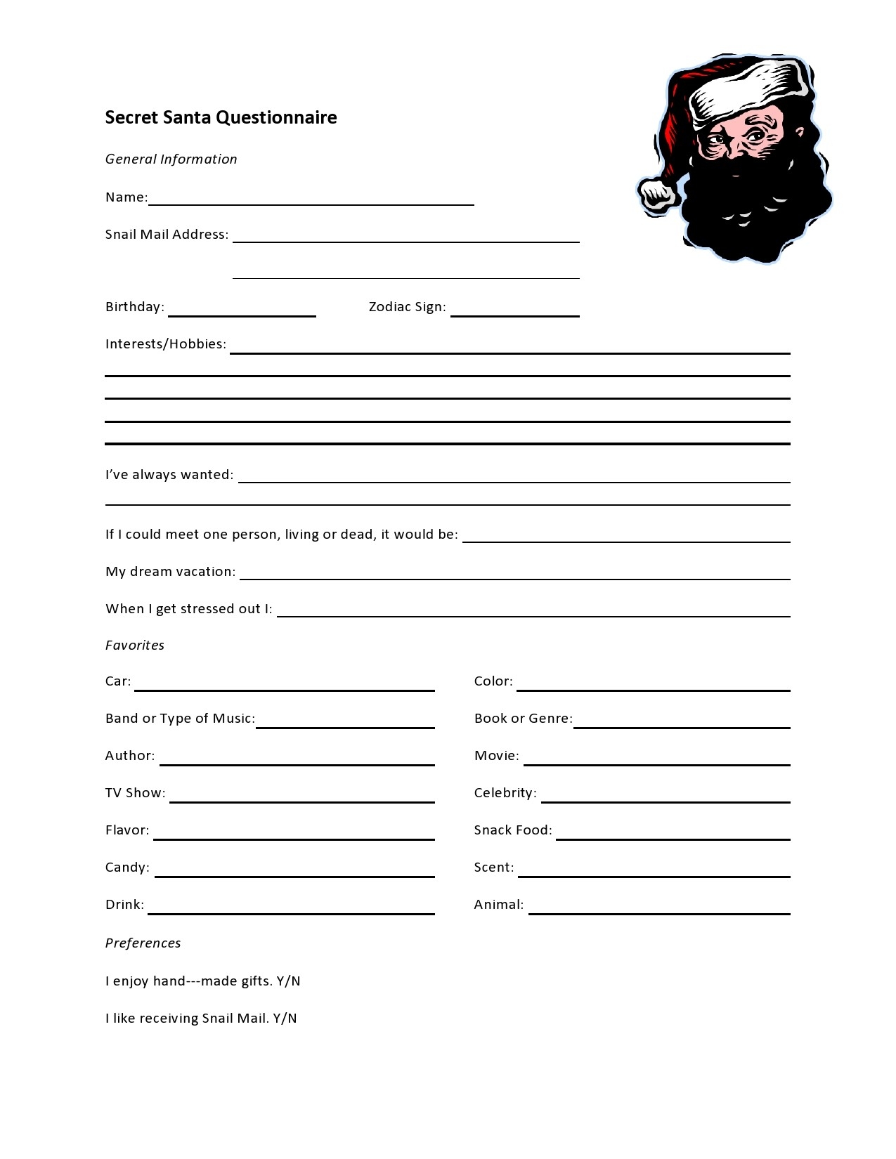 27 Printable Secret Santa Questionnaire Templates TemplateLab 27 Printable Secret Santa Questionnaire Templates TemplateLab