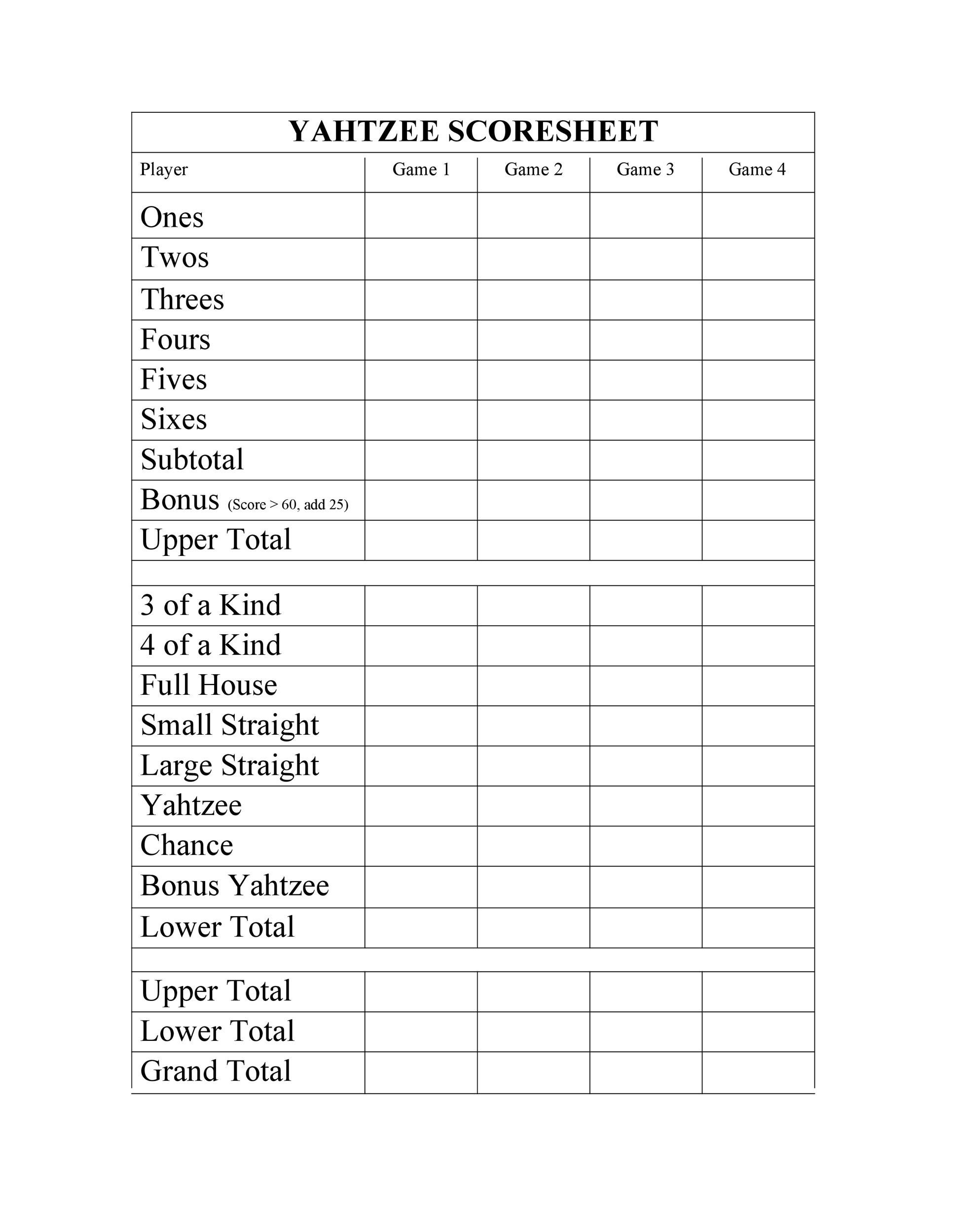 28 Printable Yahtzee Score Sheets Cards 101 FREE TemplateLab