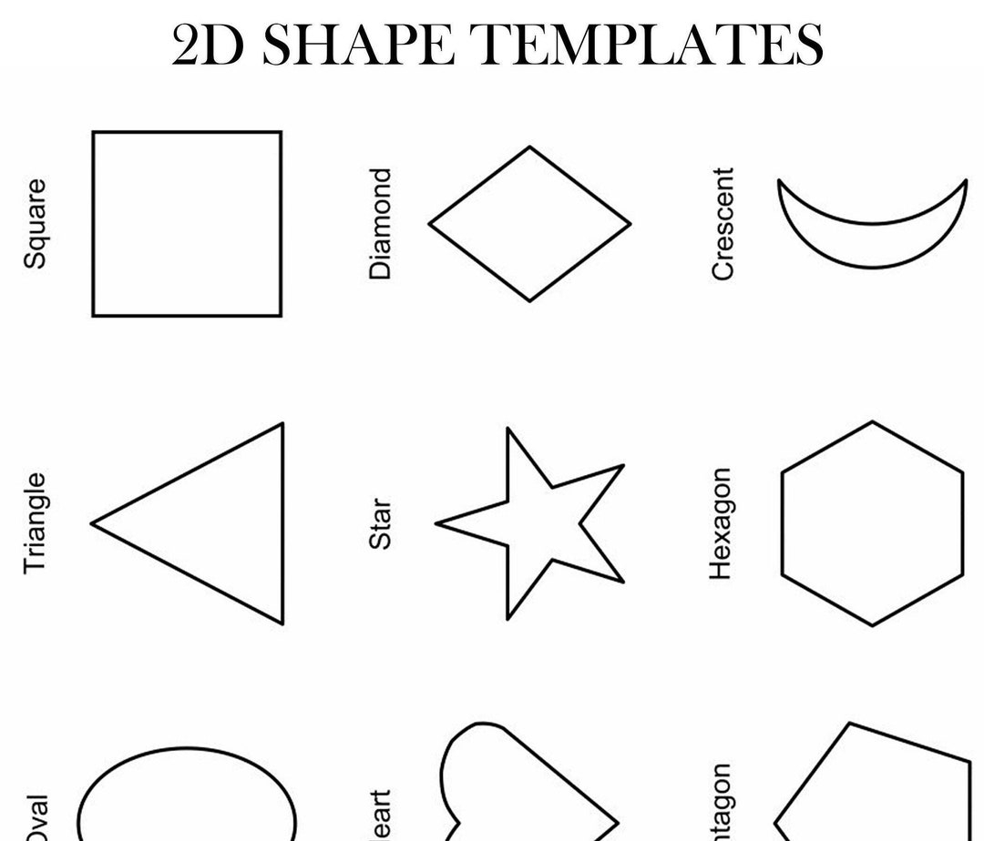 2D Shapes To Print Shape Templates Colour In Kids Arts And Crafts Jpg A4 Template Download Etsy Australia