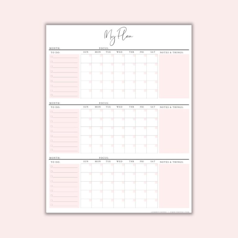 3 Month Calendar 3 Month Printable Calendar 90 Day Plan Instant Download Wall Calendar Large Wall Calendar Etsy