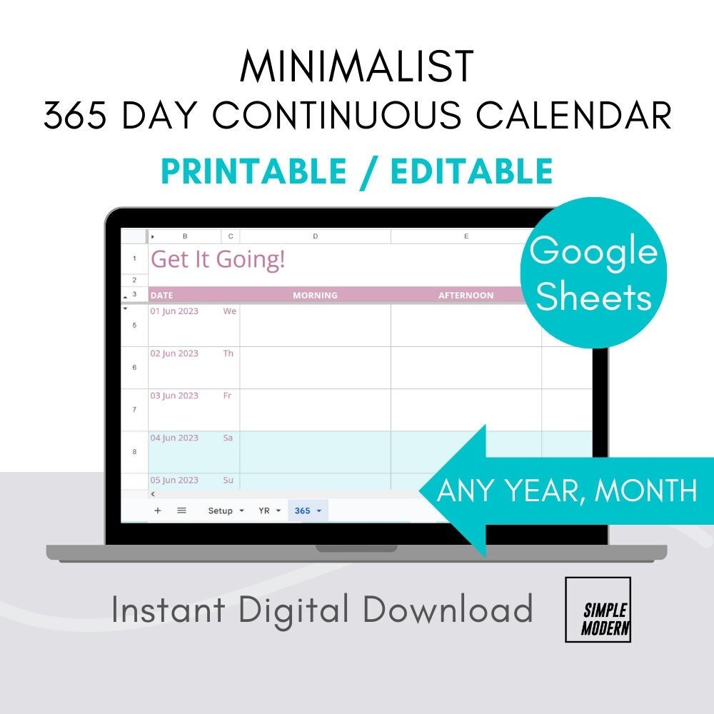 365 Day Planner Continuous Calendar Simple Editable Printable Google Sheets Instant Download Custom Organiser Spread Accross 12 Months Etsy 365 Day Planner Continuous Calendar Simple Editable Printable Google Sheets Instant Download Custom Organiser Spread Accross 12 Months Etsy
