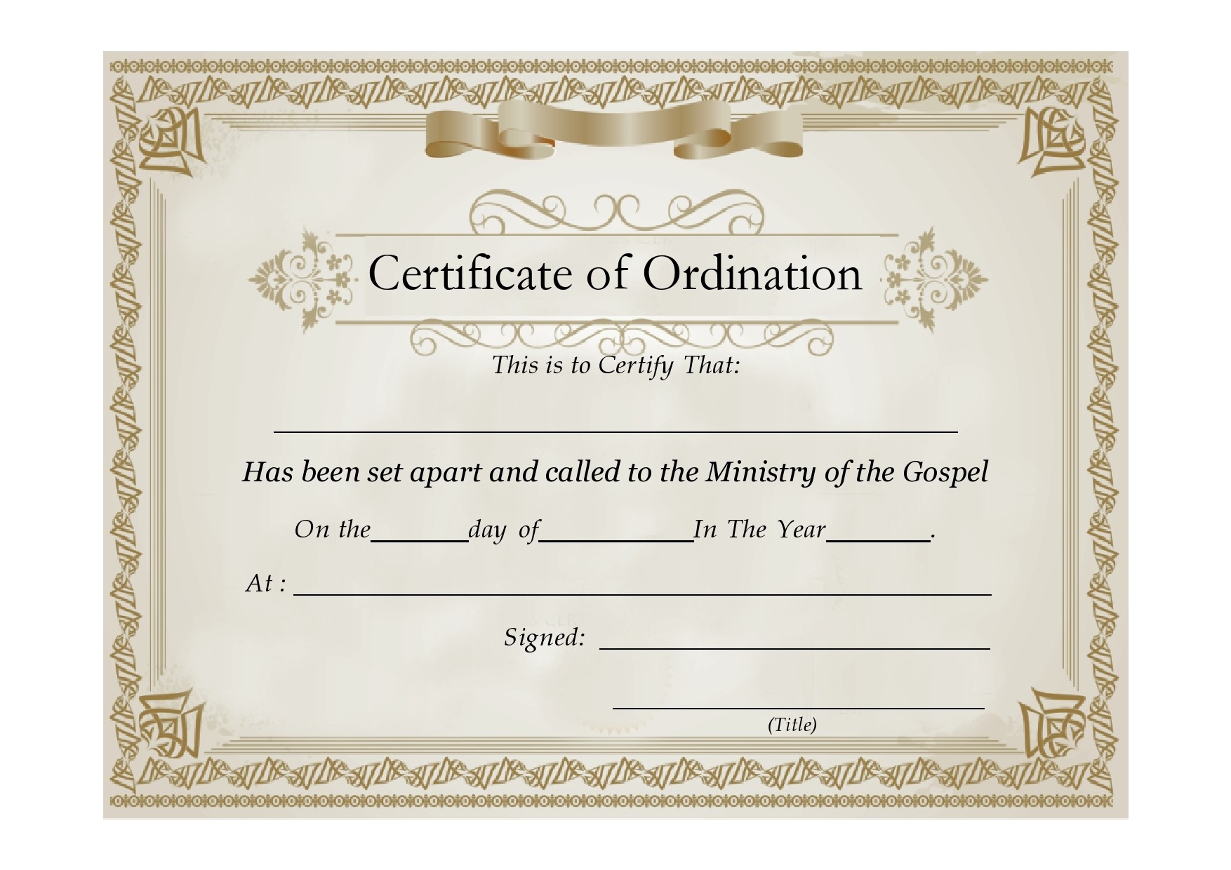 38 Ordination Certificate Templates Free Printables