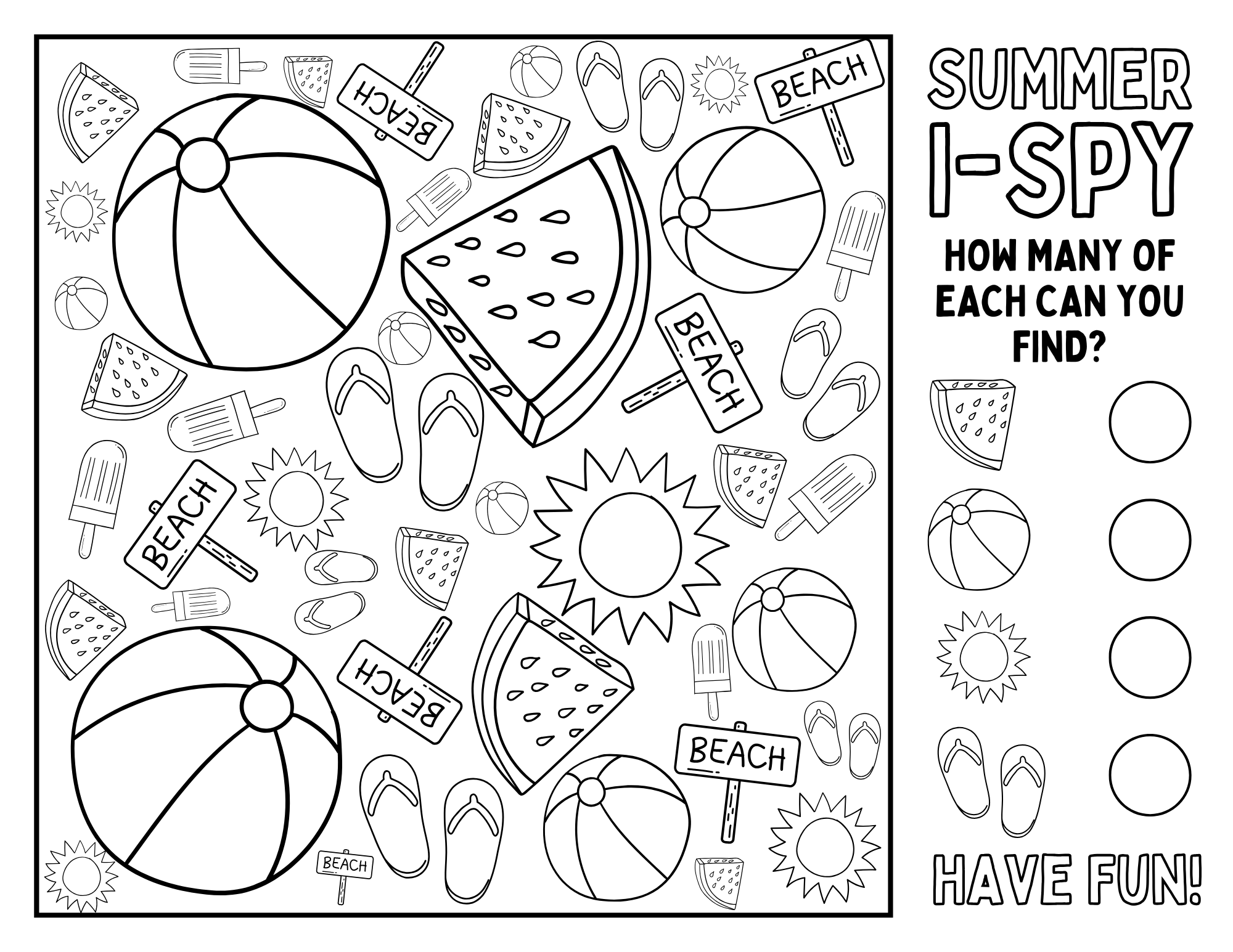 4 Free Printable Summer Activity Placemats