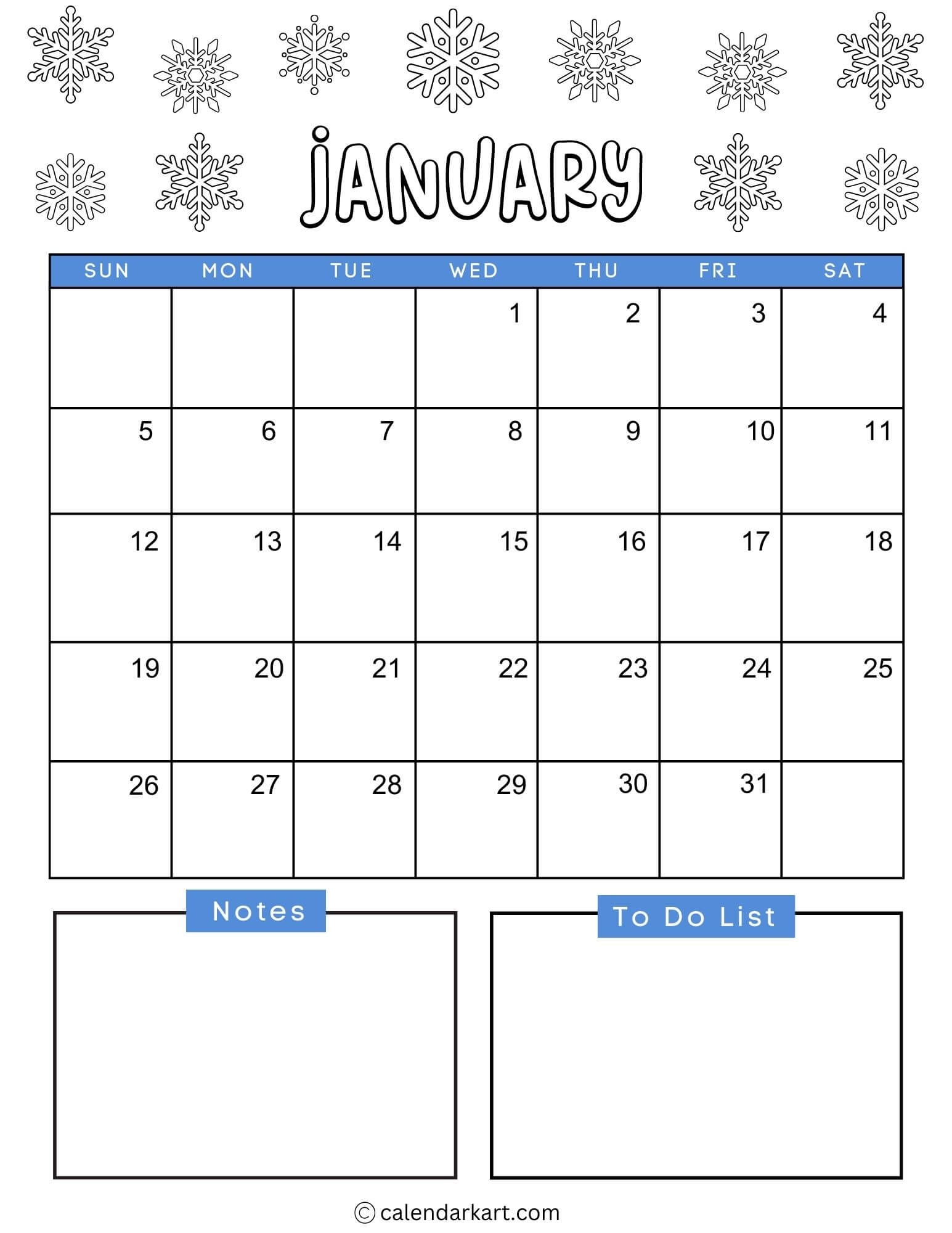 40 Printable January 2025 Calendars Free Pdf Calendarkart