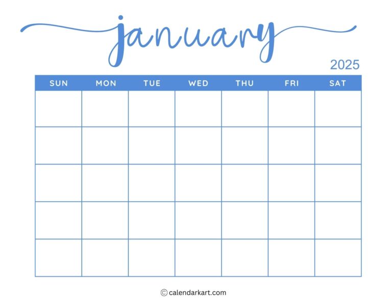 40 Printable January 2025 Calendars Free Pdf Calendarkart