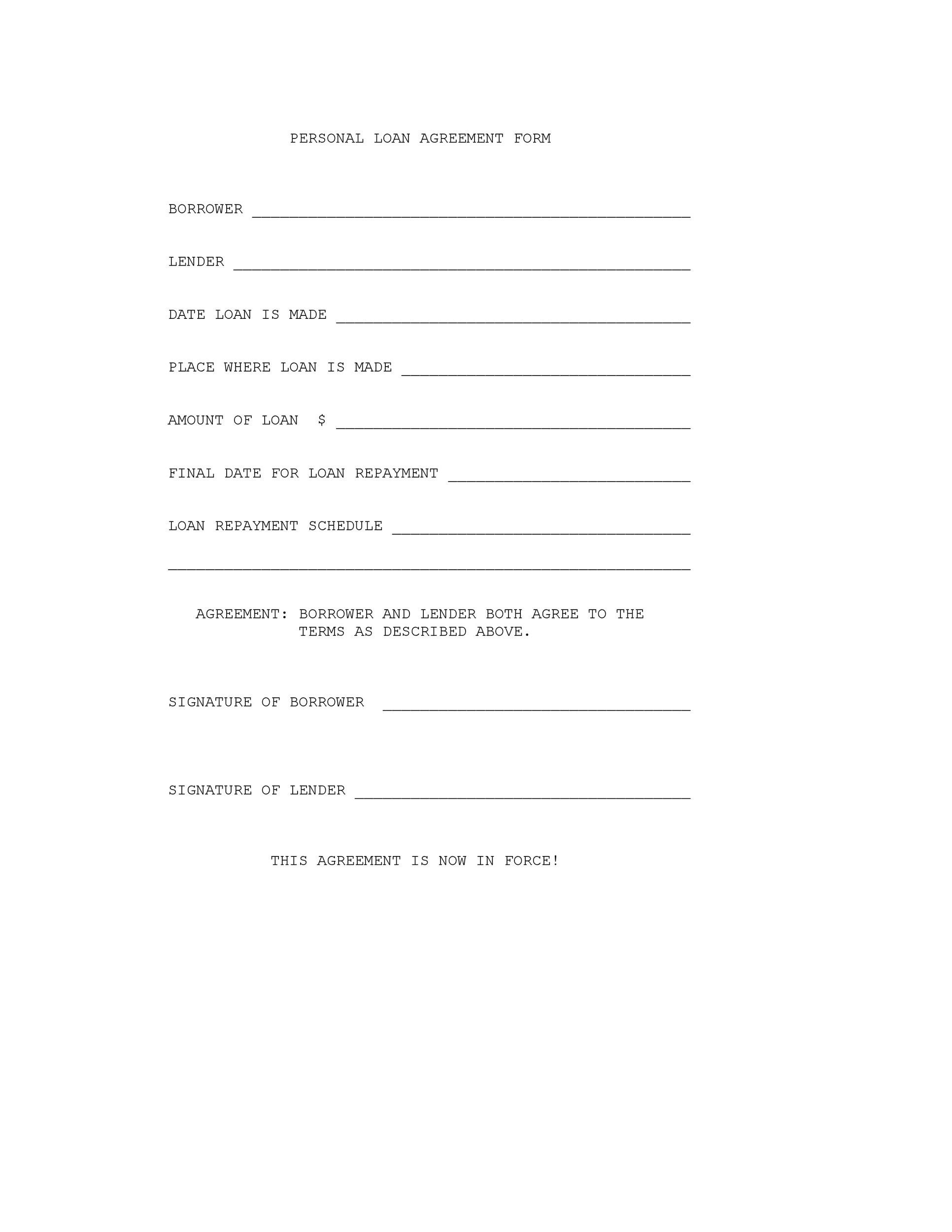 40 Simple Loan Agreement Templates FREE TemplateLab