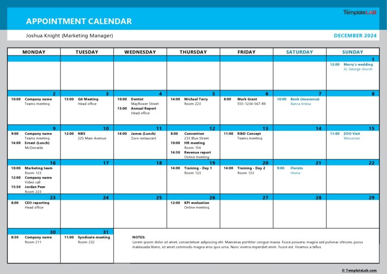 50 Printable Appointment Schedule Templates Appointment Calendars 