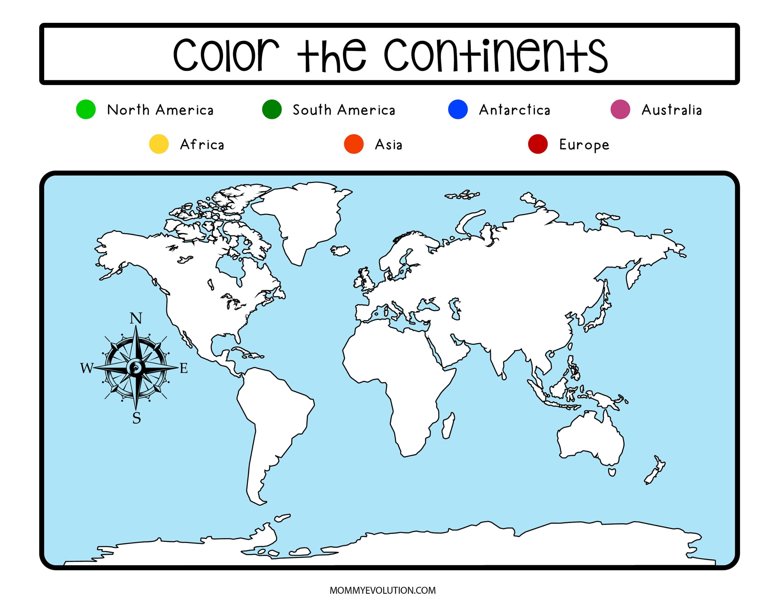 7 Continents Worksheets For Kids Coloring And Information Pages Etsy