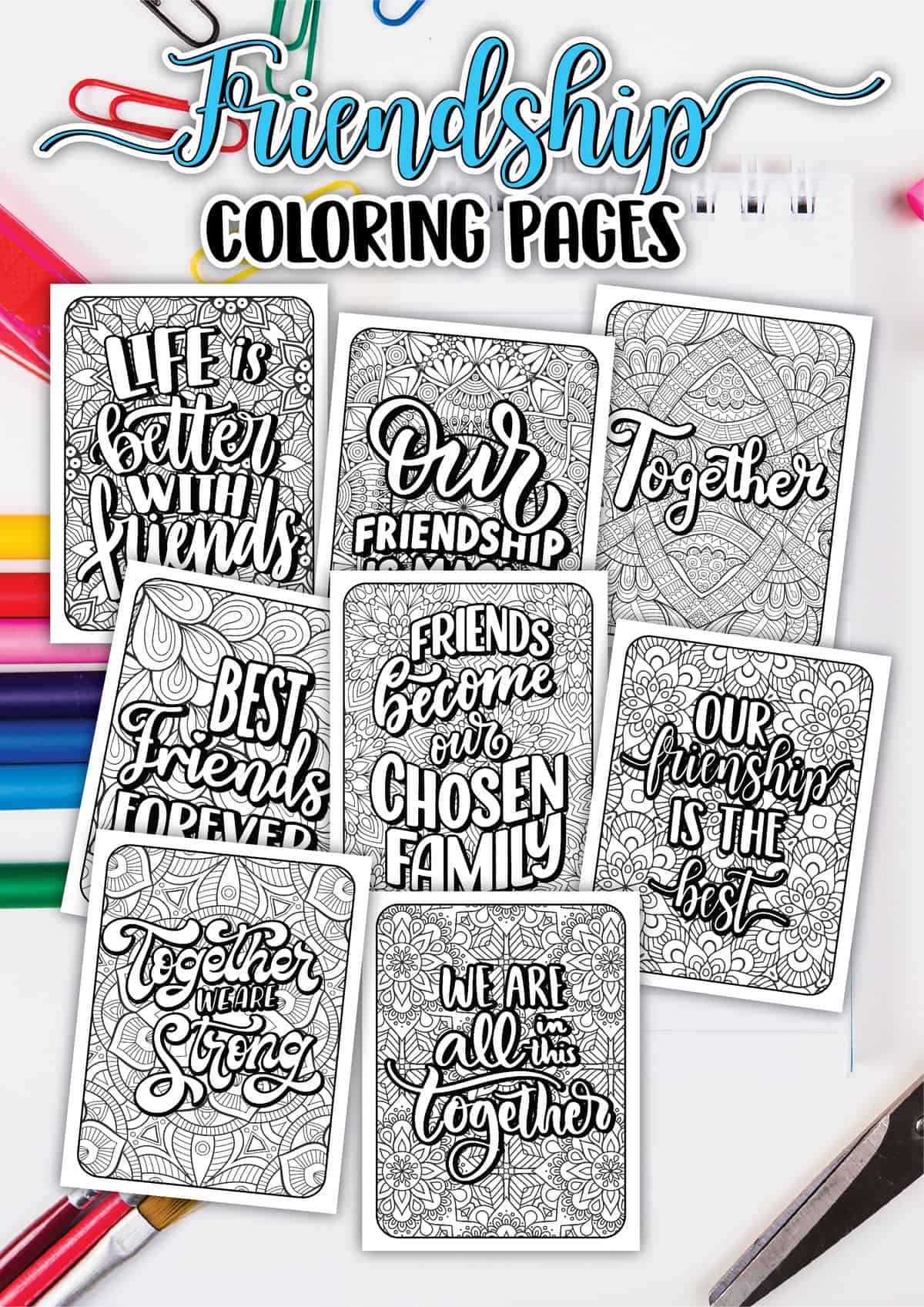 8 Free Friendship Coloring Pages PDF 