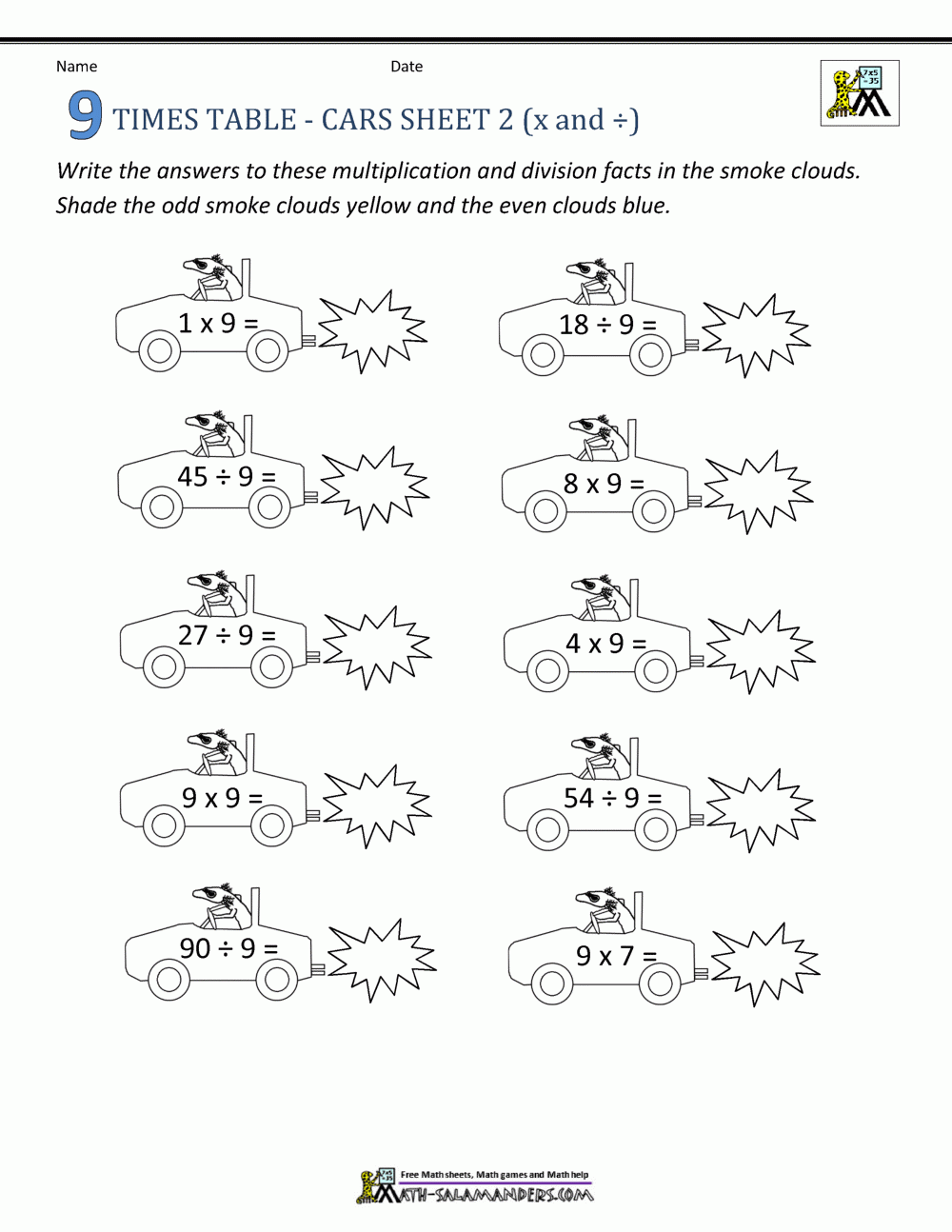 Multiplication By 9 Worksheets Printable