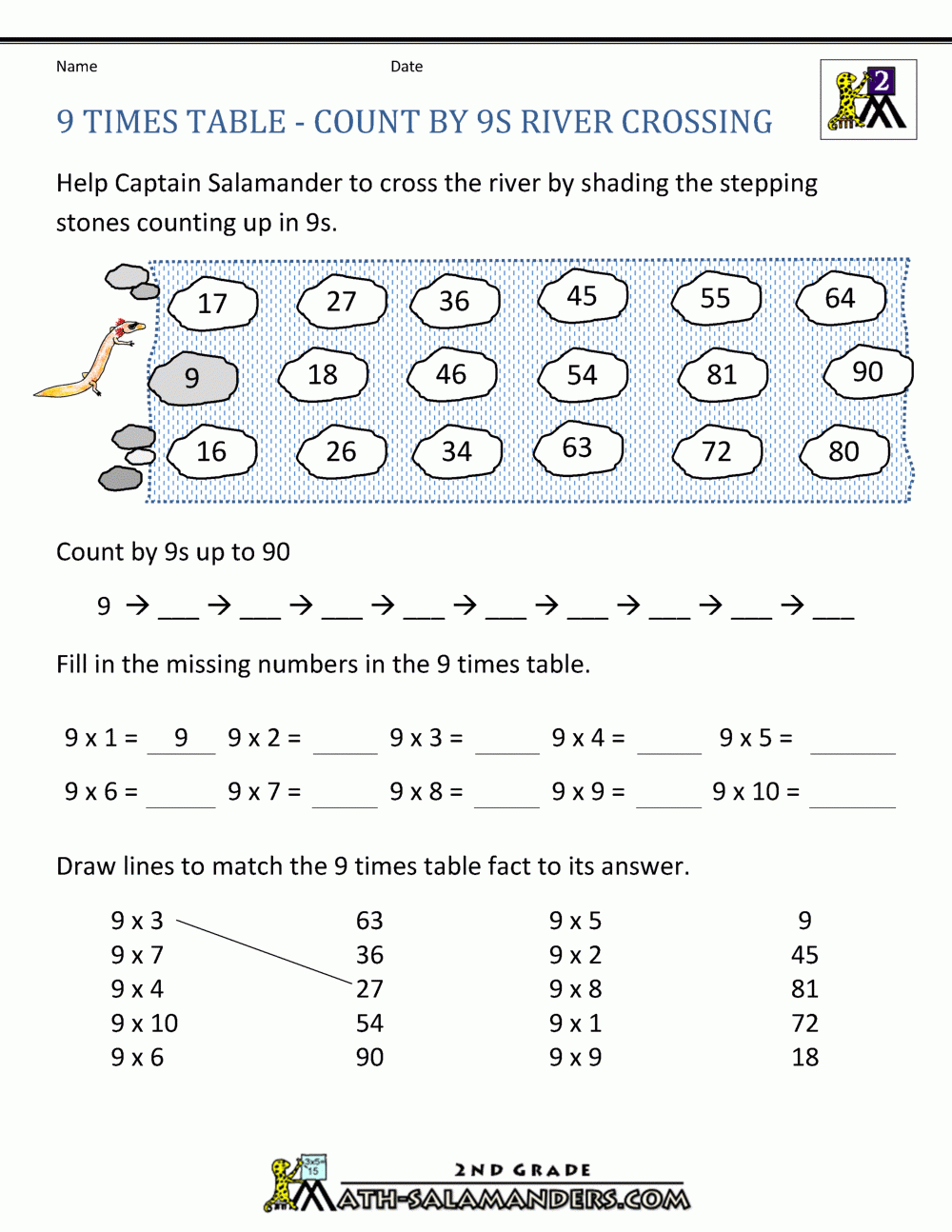 9 Times Table Worksheets Library