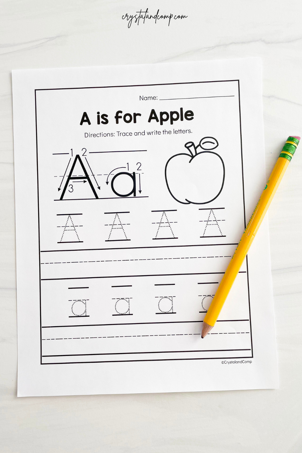 A For Apple Printable Worksheet