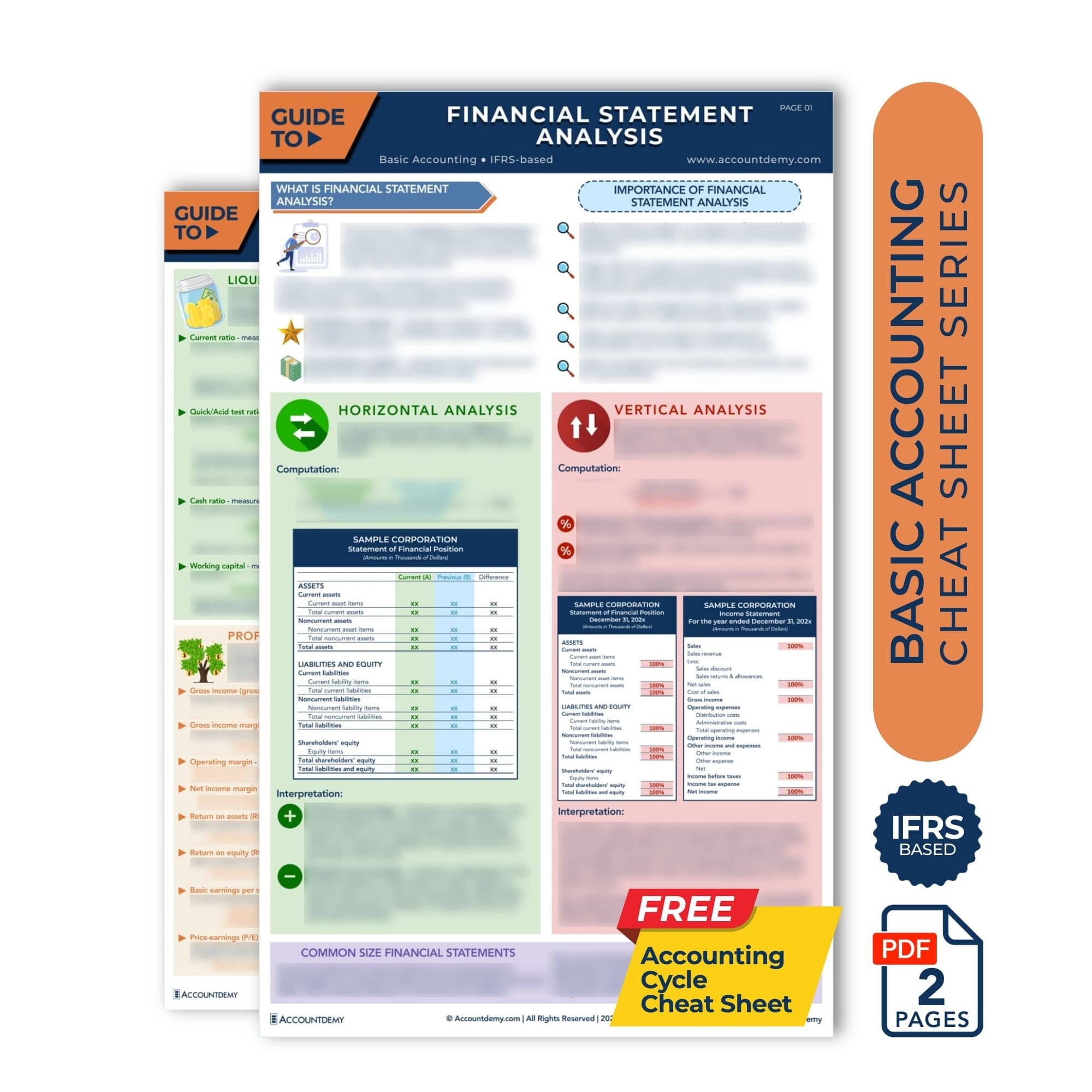 Accounting Cheat Sheet FINANCIAL STATEMENT ANALYSIS Student Accounting Study Guide Bookkeeping Cpa Exam Review Notes Instant Download Etsy