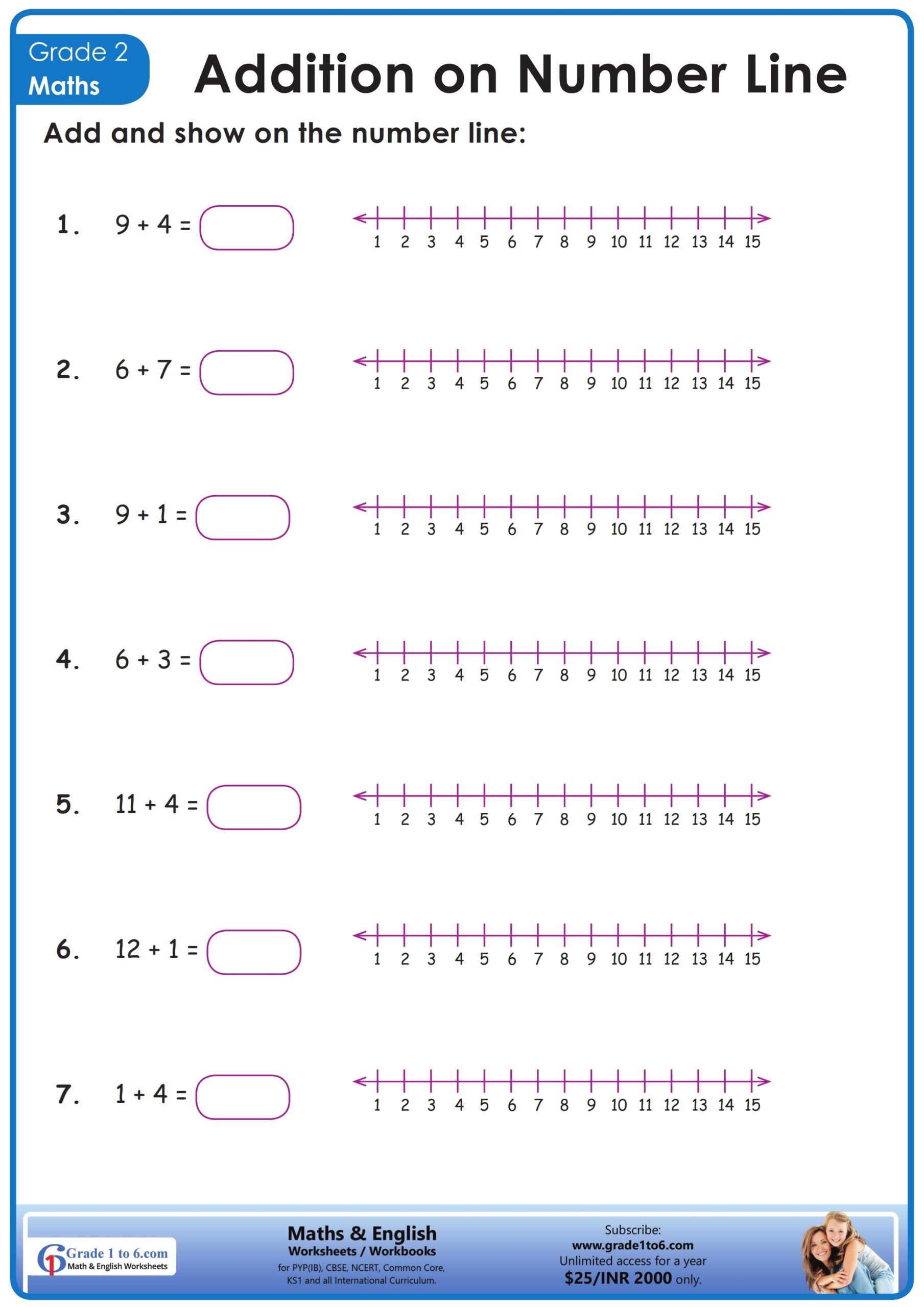 Addition On A Number Line Worksheet Grade1to6 Worksheets Library