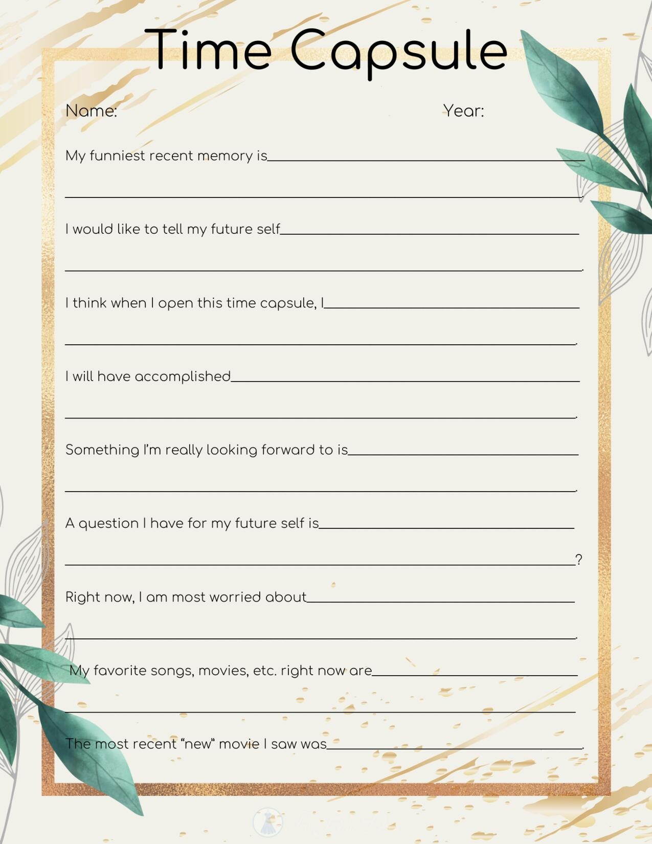 Adult Time Capsule Printable This Blue Dress